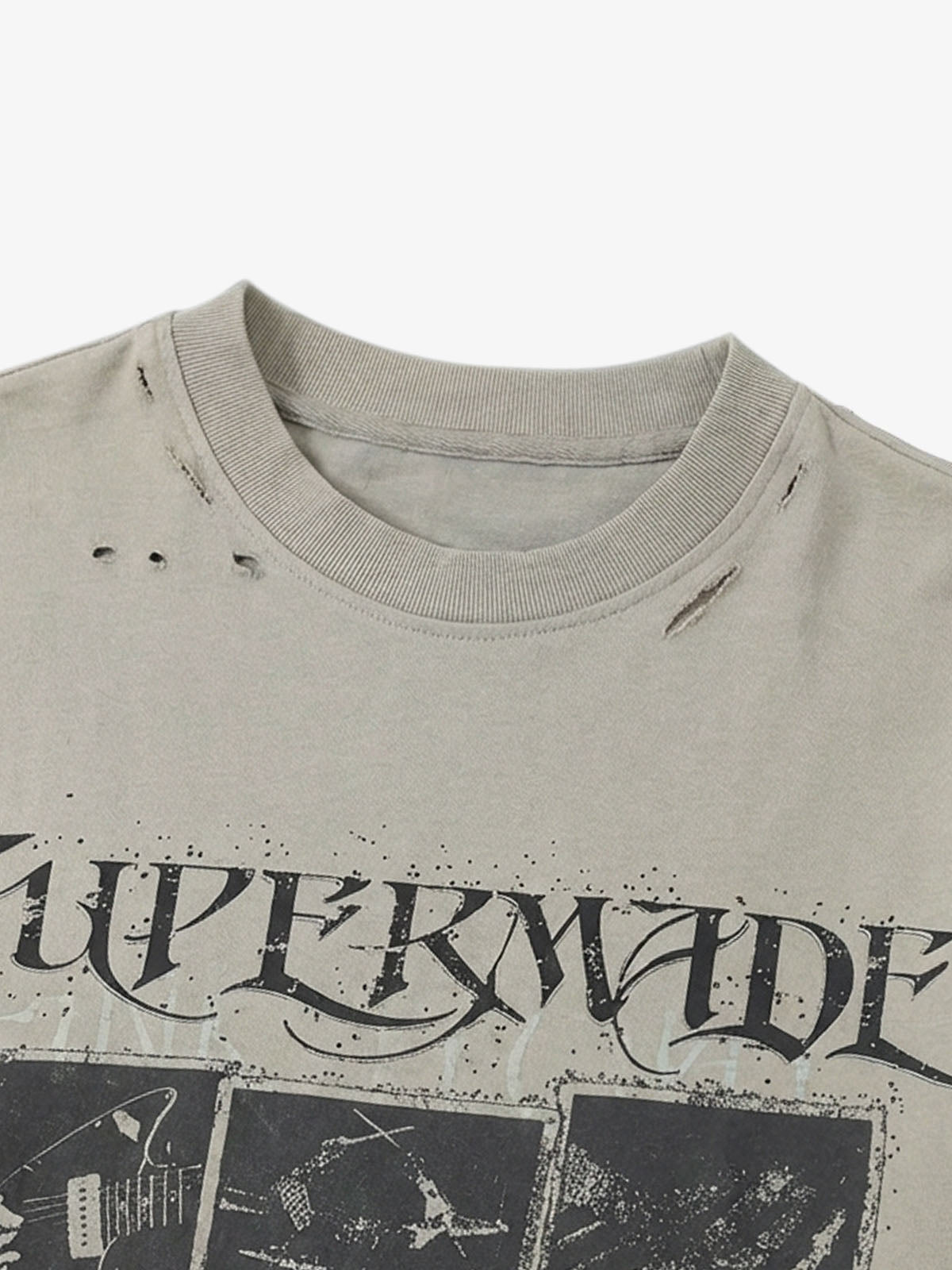 Jersey Distressed Camouflage Double Layered Graphic T-Shirt - 2420