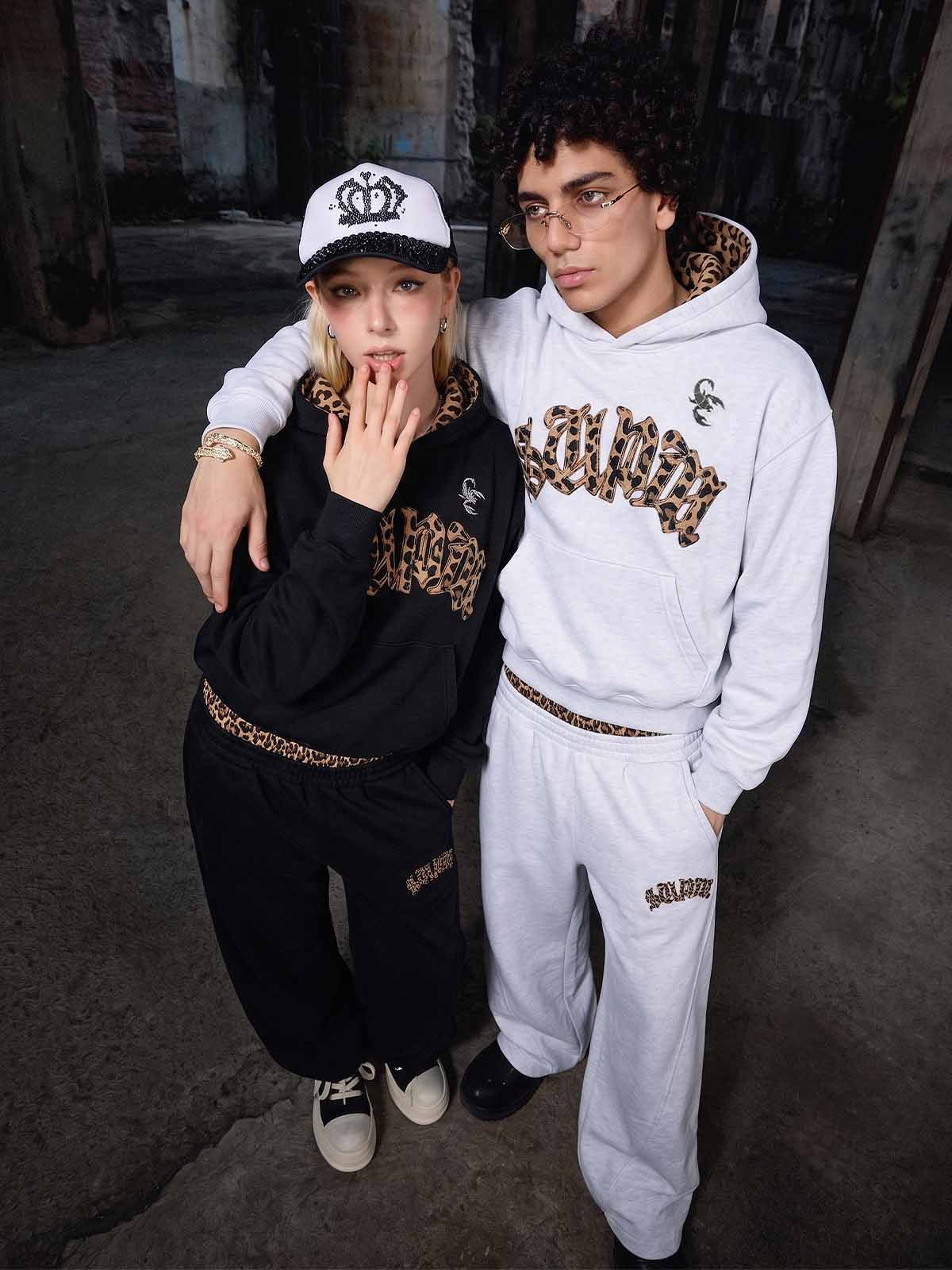 Leopard Patchwork Hoodie & Trousers Set