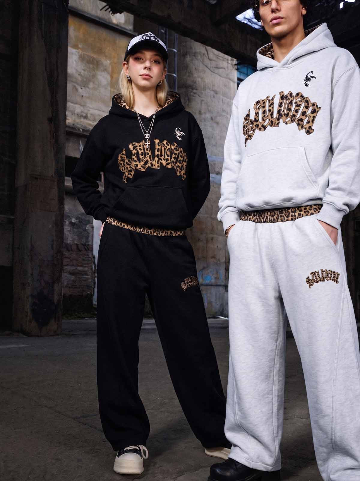 Leopard Patchwork Hoodie & Trousers Set