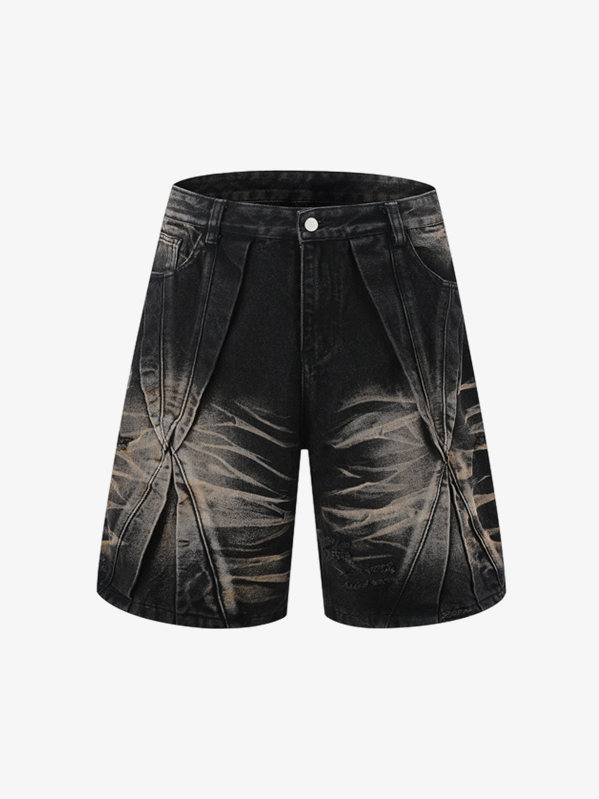 Washed Black Branch Print Deconstructed Denim Set