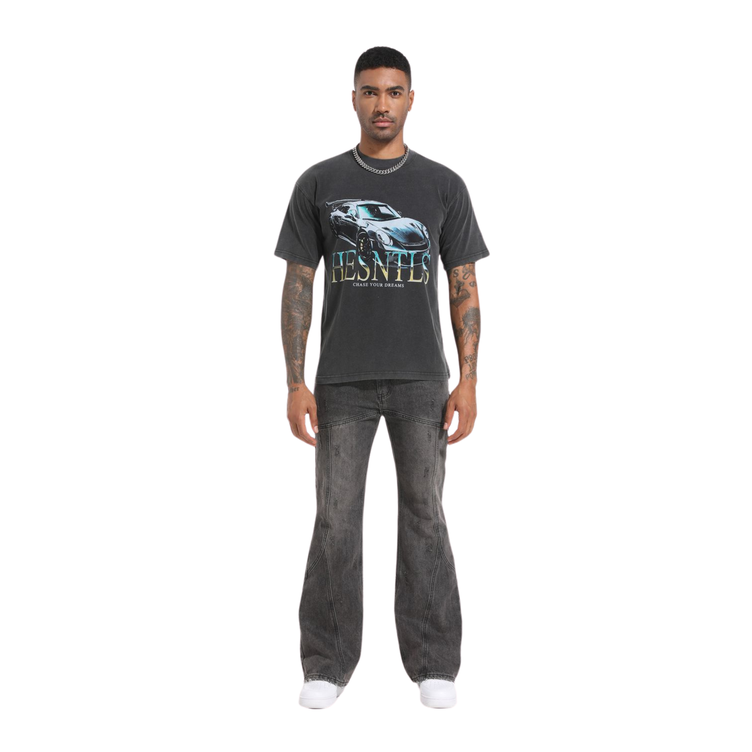 Straight Denim - Washed Black
