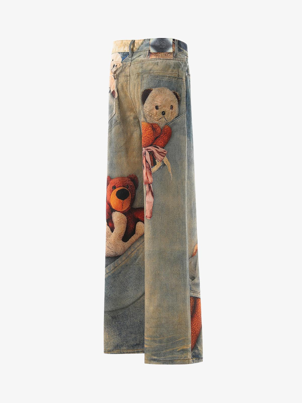 Teddy Bear Decor Pockets Baggy Pants