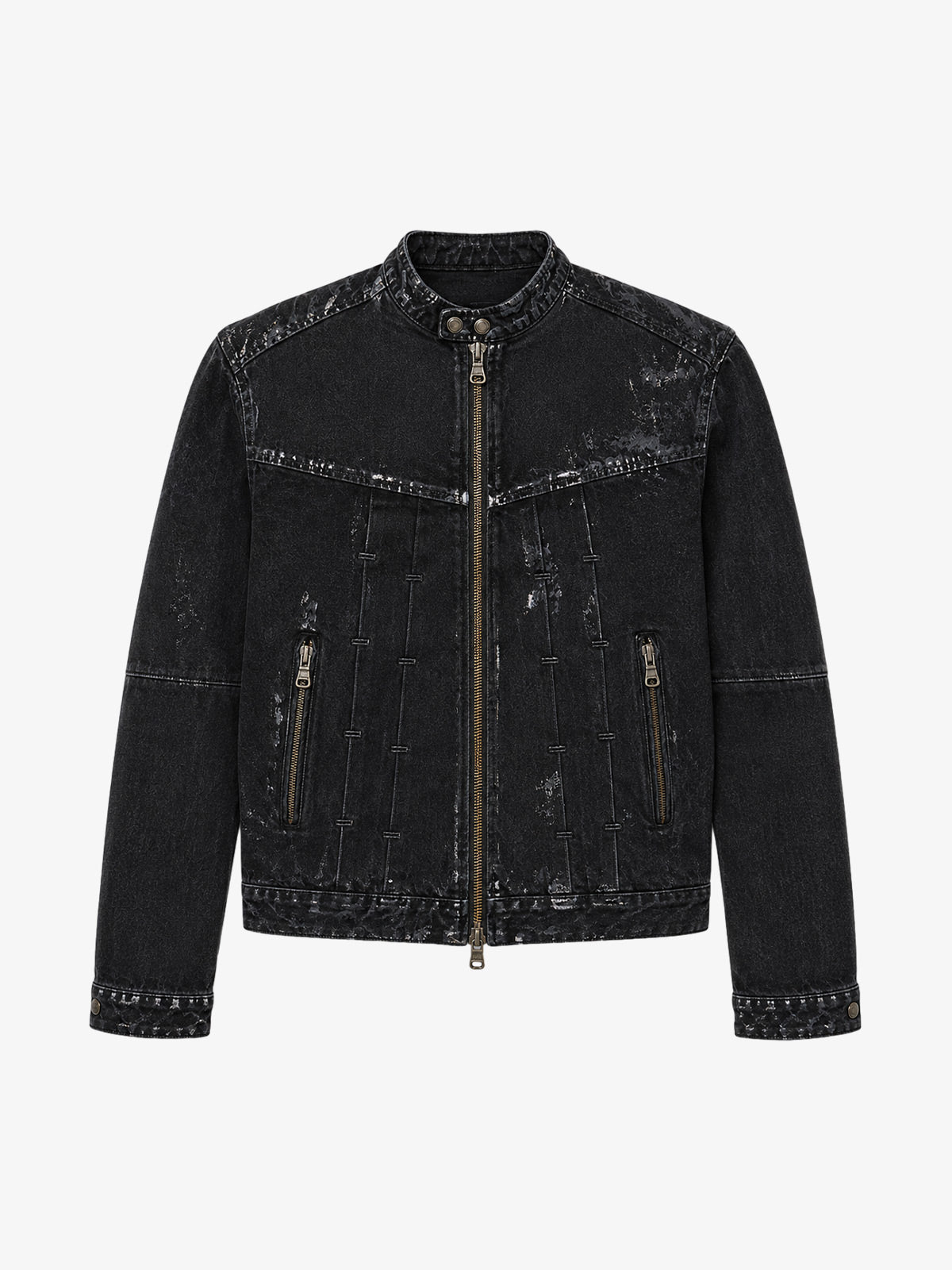 Waxed Denim Biker Jacket