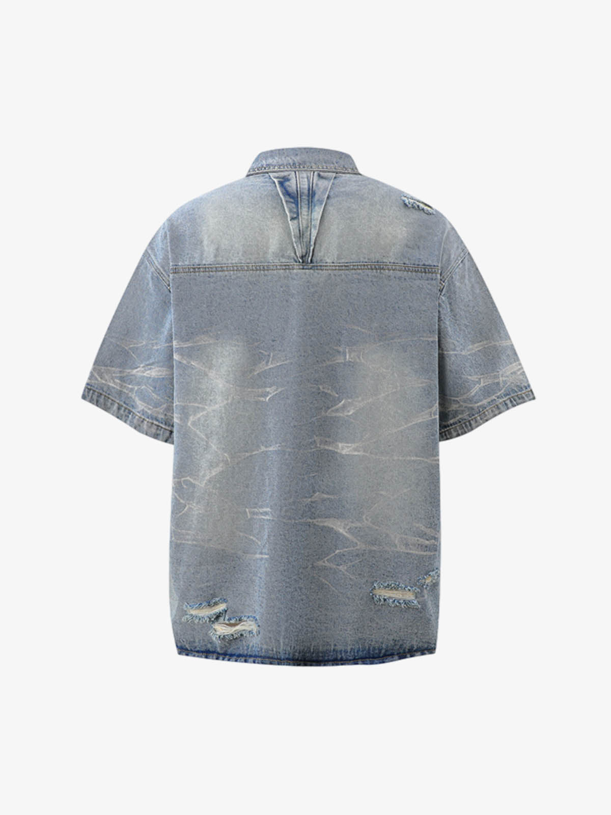 Washed Black Branch Print Deconstructed Denim Set