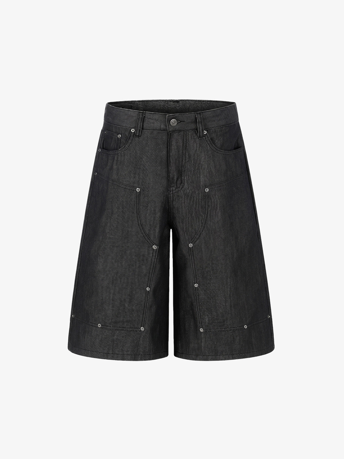 Patchwork Studded Denim Shorts