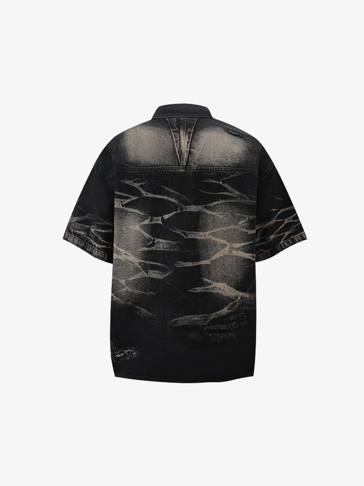 Washed Black Branch Print Deconstructed Denim Set
