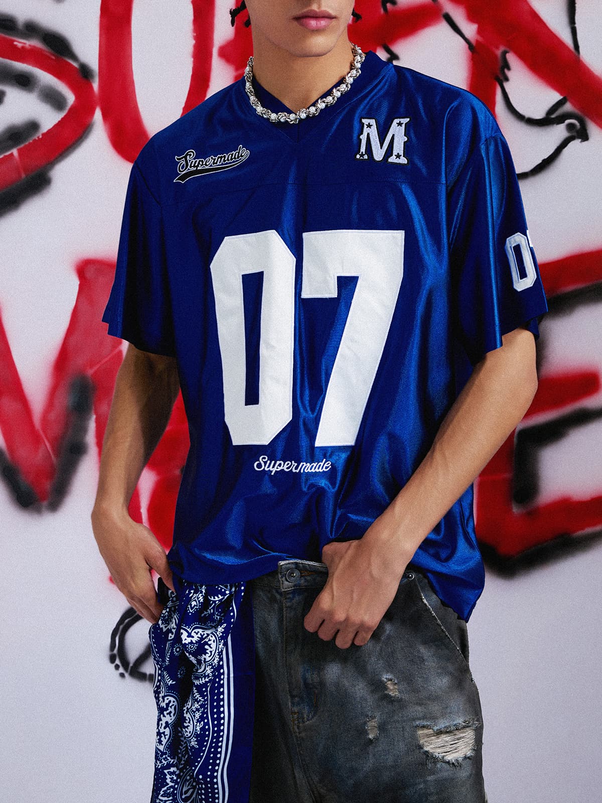 Loose Satin Jersey 07 Stitching Sports T-Shirt
