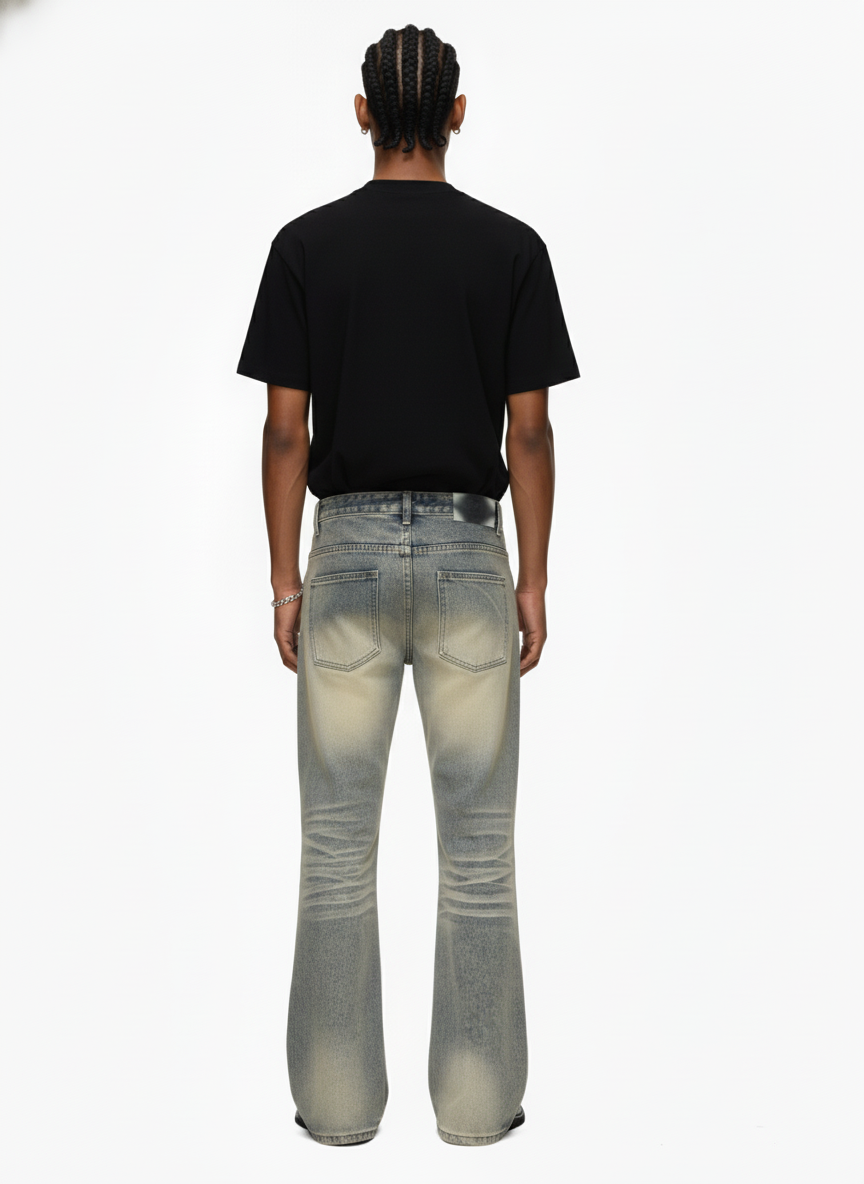 Vintage Washed Flare Jeans - 2625