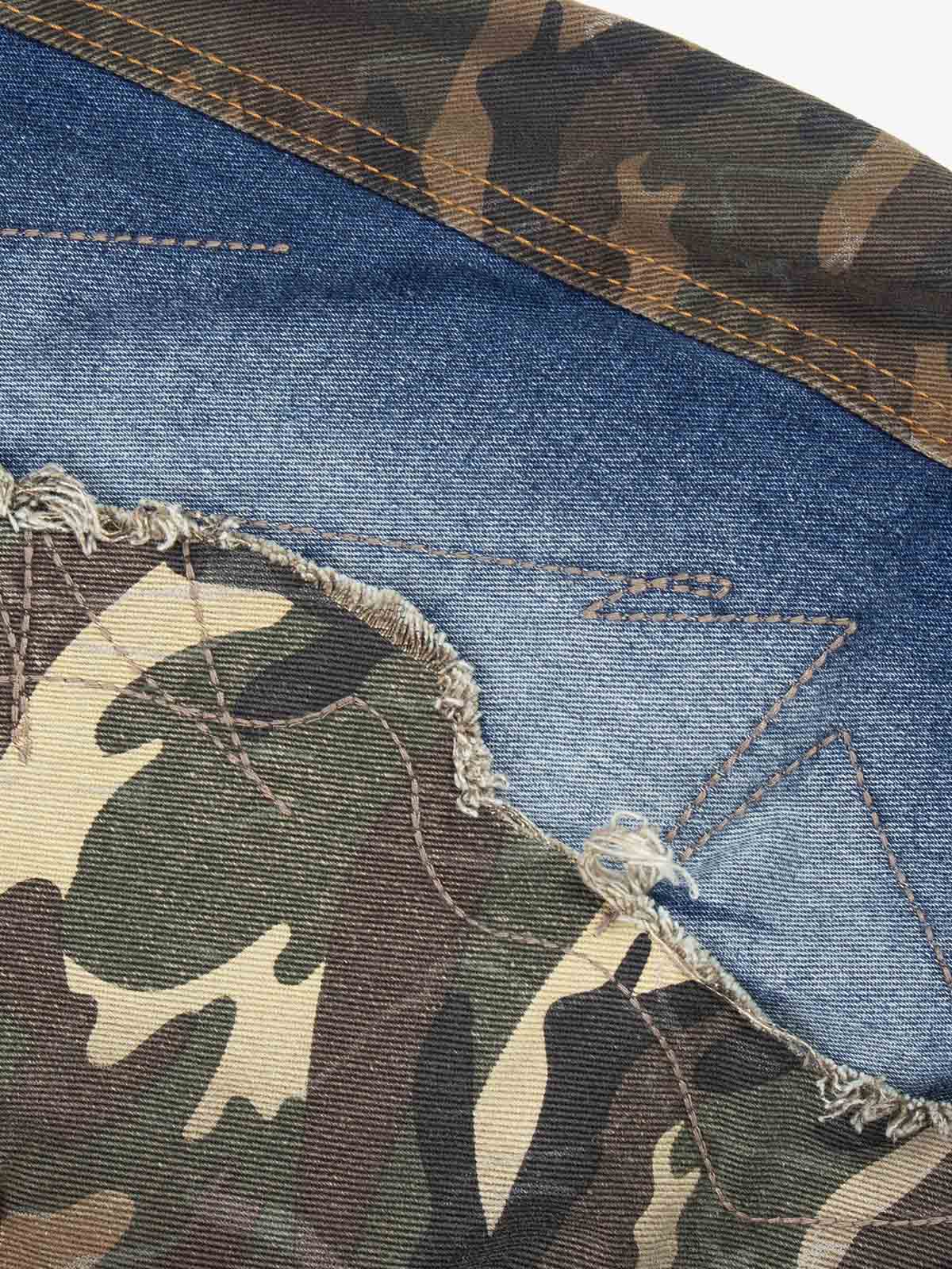 Camo Panel Embroidered Jeans