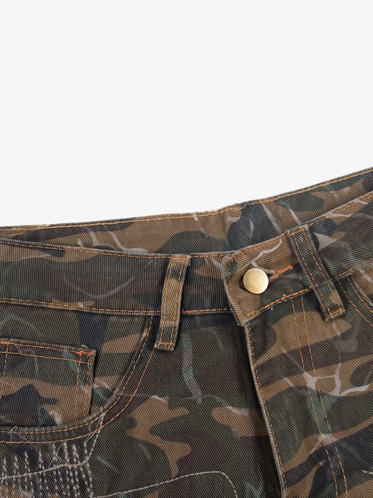 Camo Panel Embroidered Jeans