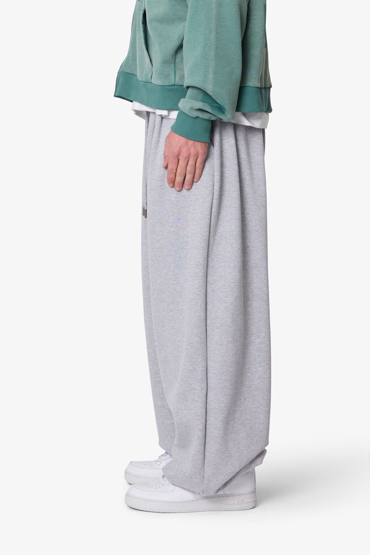 Cinched Baggy Sweatpants - Heather Grey
