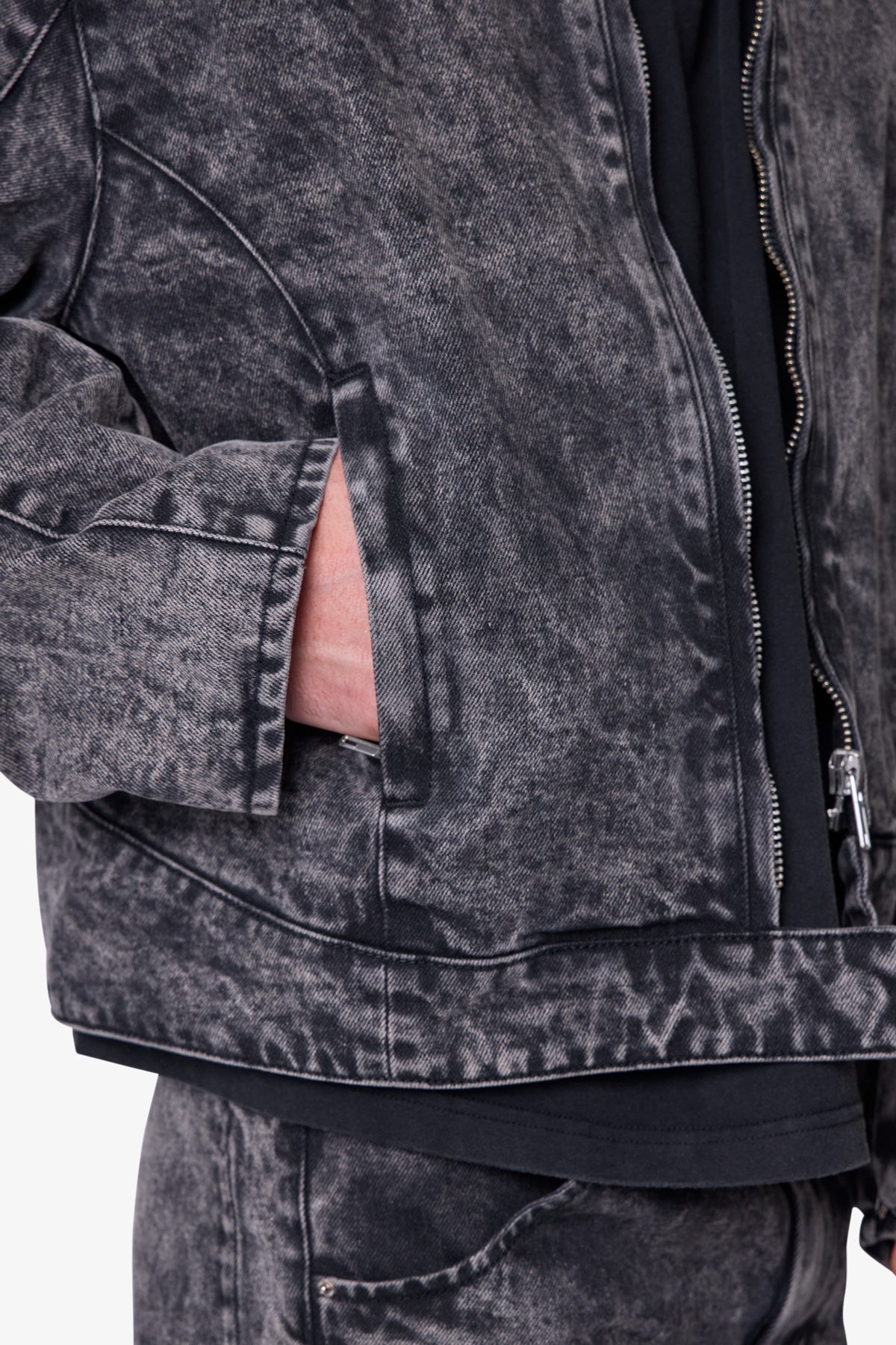 Moto Denim Jacket - Vintage Black