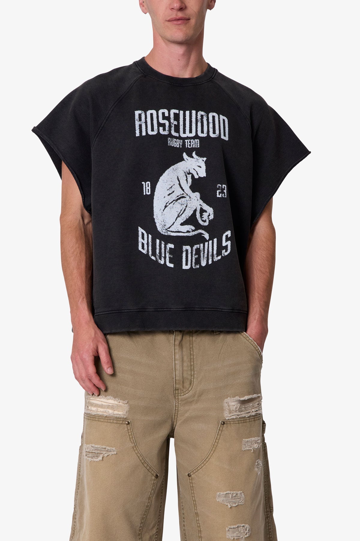 Rosewood Cut Off Tee - Washed Black