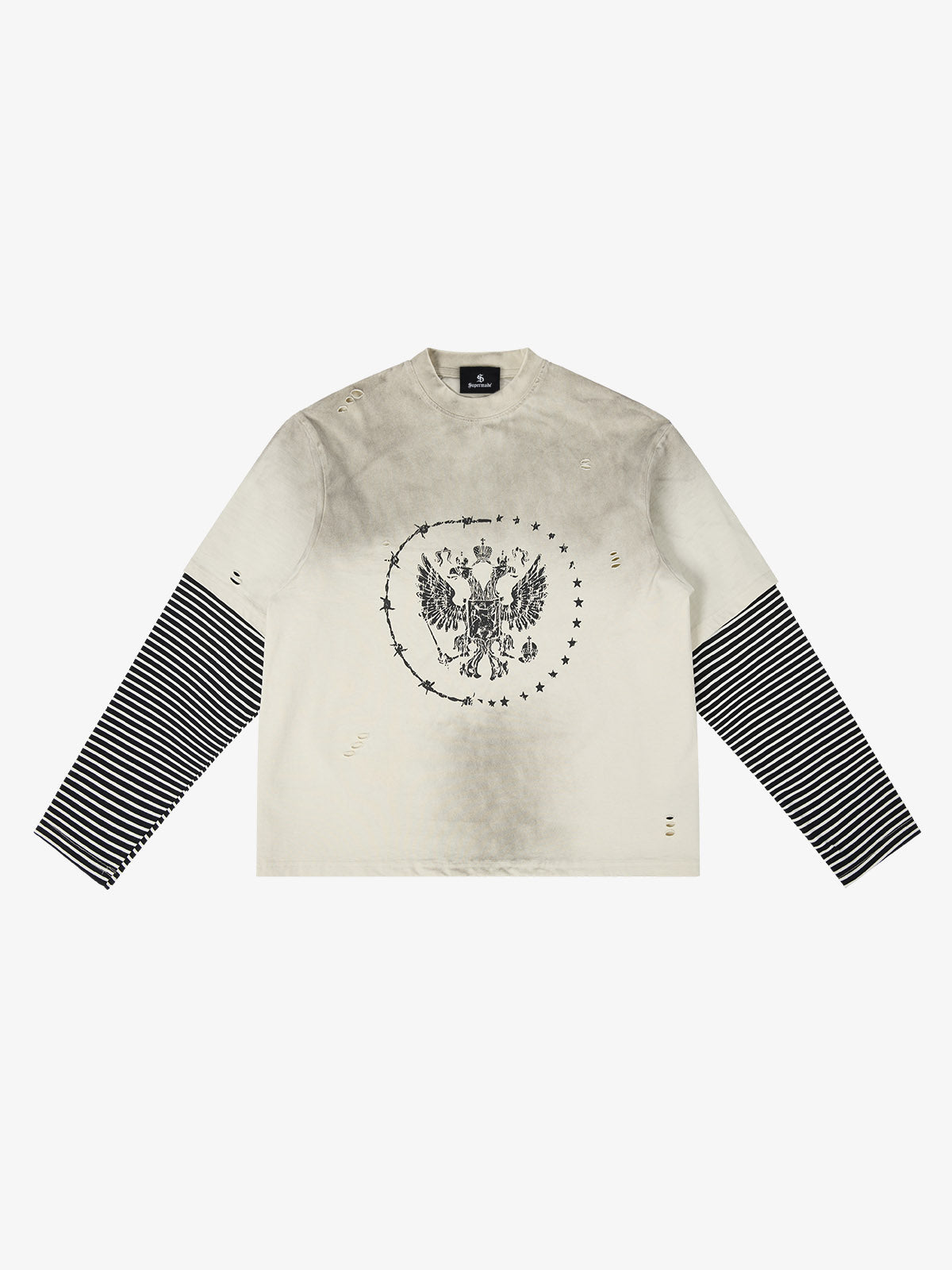 Double Layered Distressed Washed Short Sleeve Tee