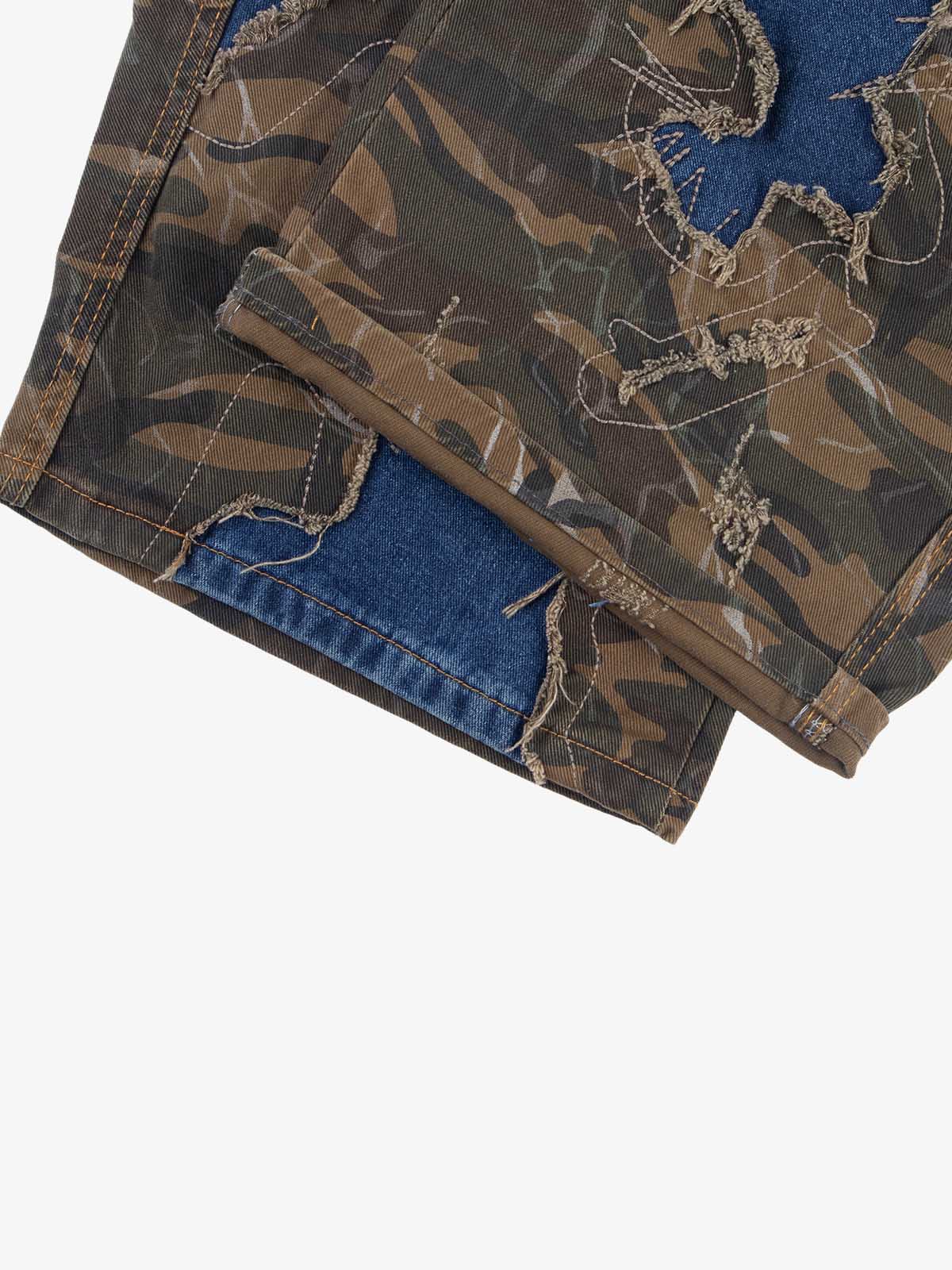 Camo Panel Embroidered Jeans