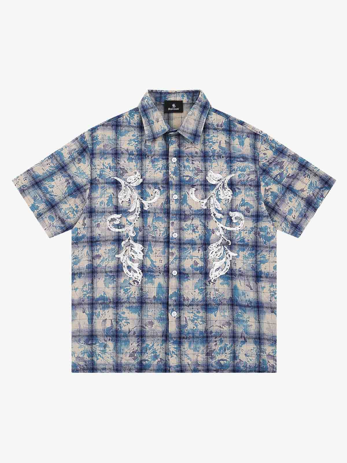 Plaid Graphic Short-Sleeved Shirt