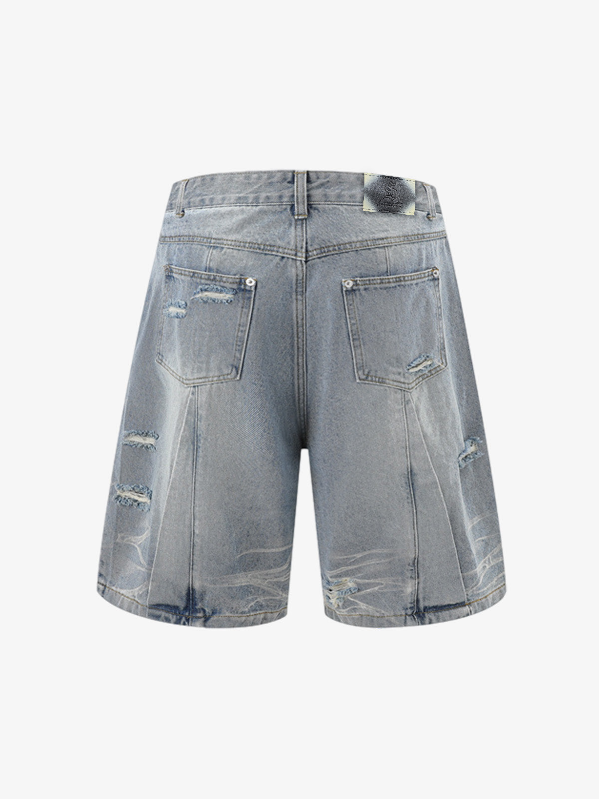 Washed Black Branch Print Deconstructed Denim Set