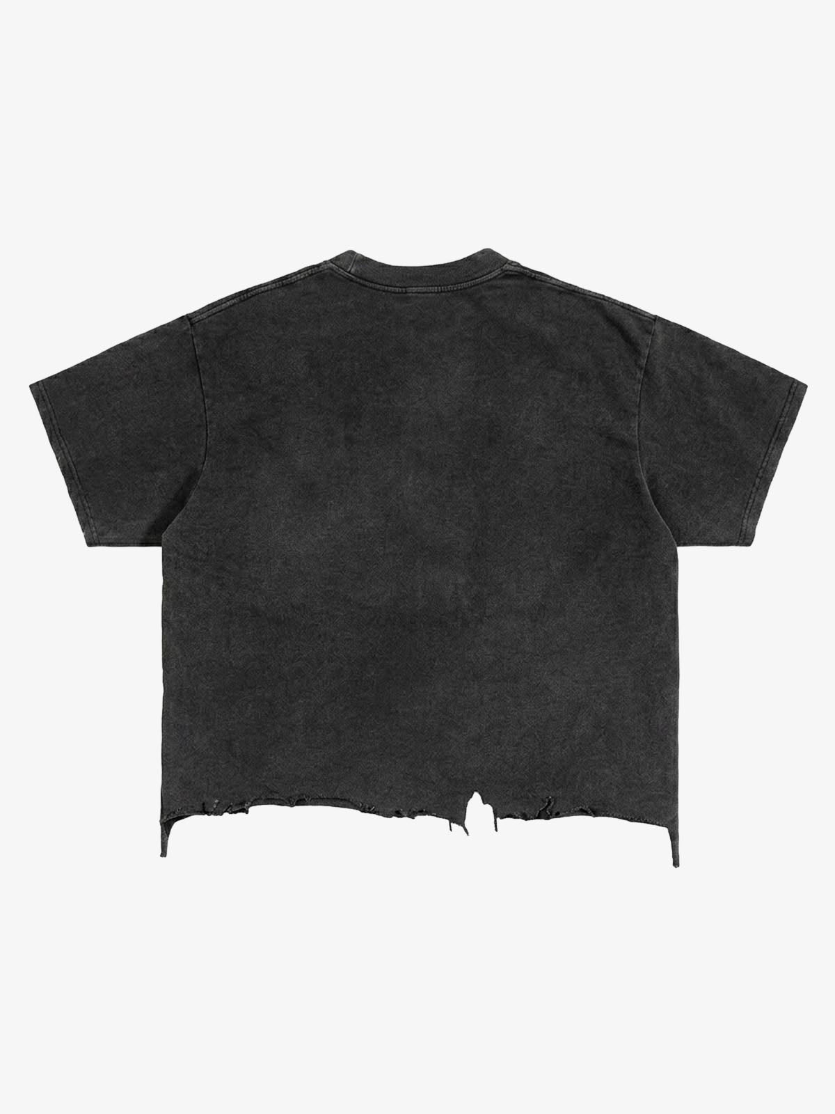 Cropped Boxy T-Shirt with Horror Face Graphic