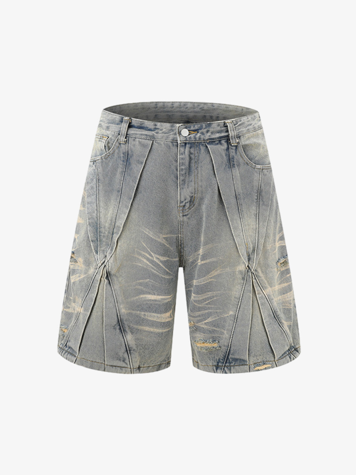 Washed Black Branch Print Deconstructed Denim Set