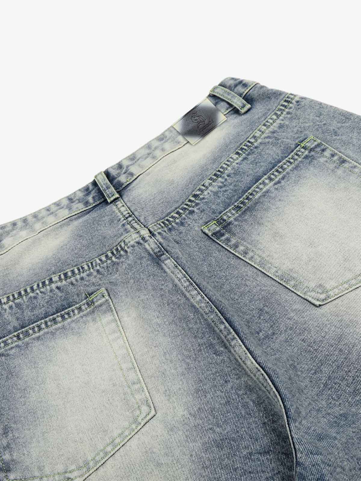 Rhinestone Distressed Denim Bermuda Shorts