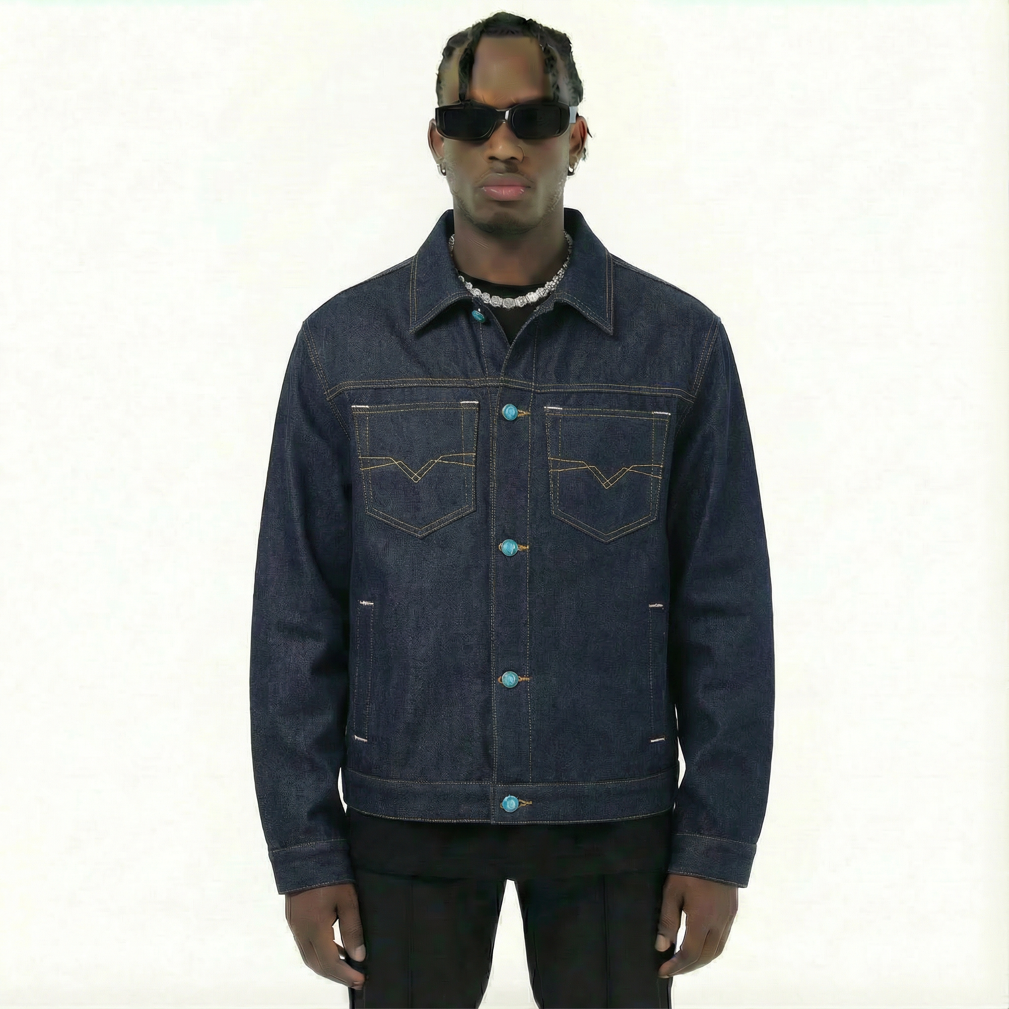 Classic Denim Jacket - Turquoise Blue