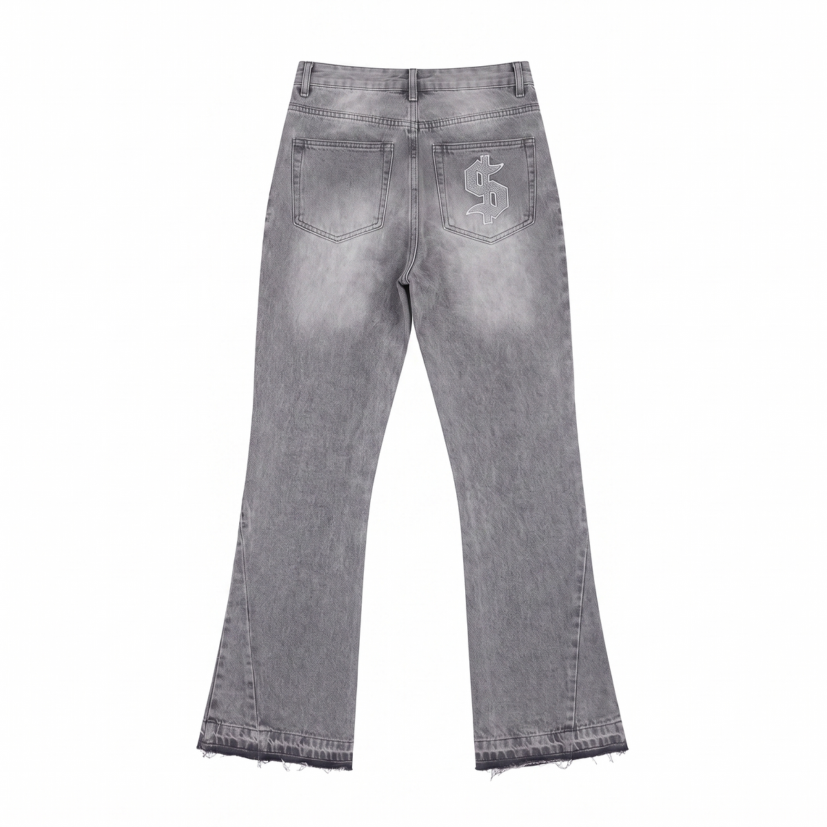 DOLLAR Flared Jeans Washed Grey back with dollar pocket