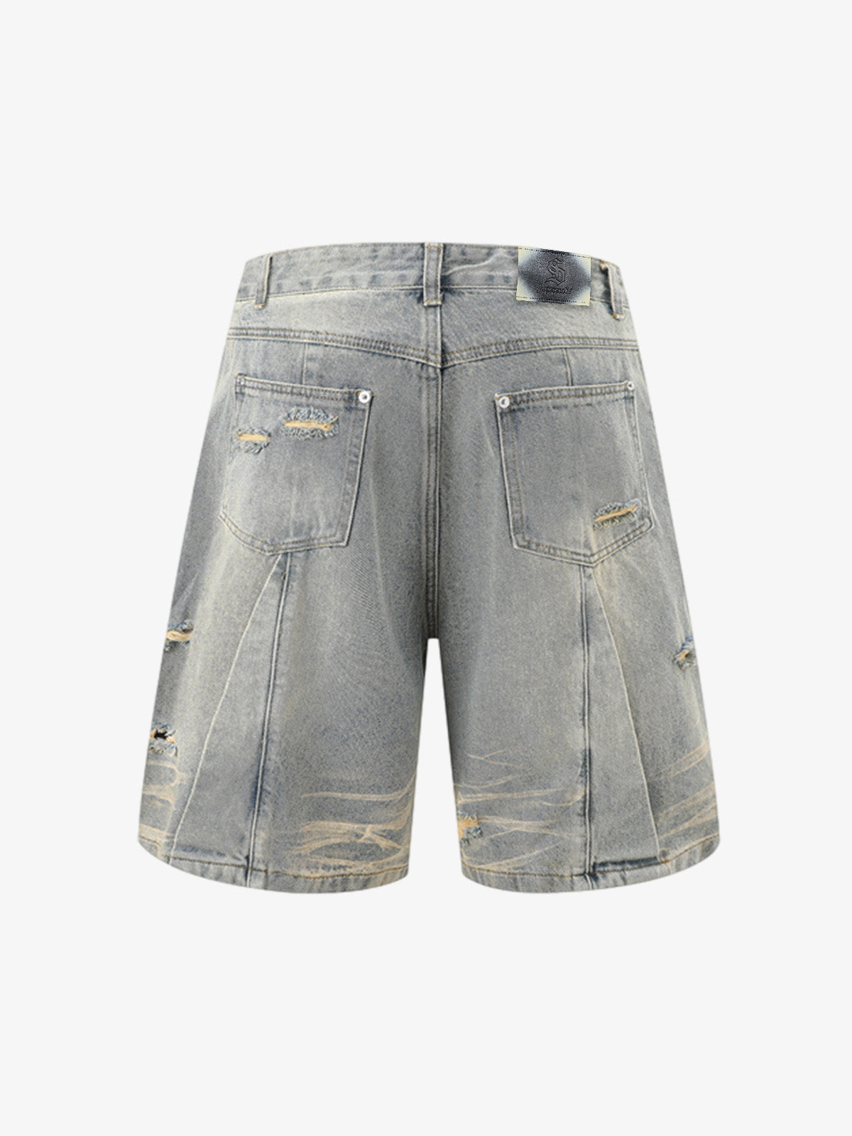 Washed Black Branch Print Deconstructed Denim Set