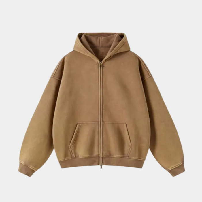 Heavyweight Zipped Hoodie - Light-Gray