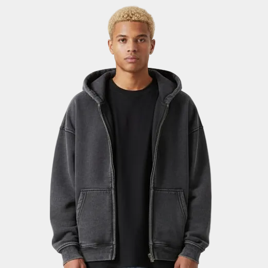 Heavyweight Zipped Hoodie - Black