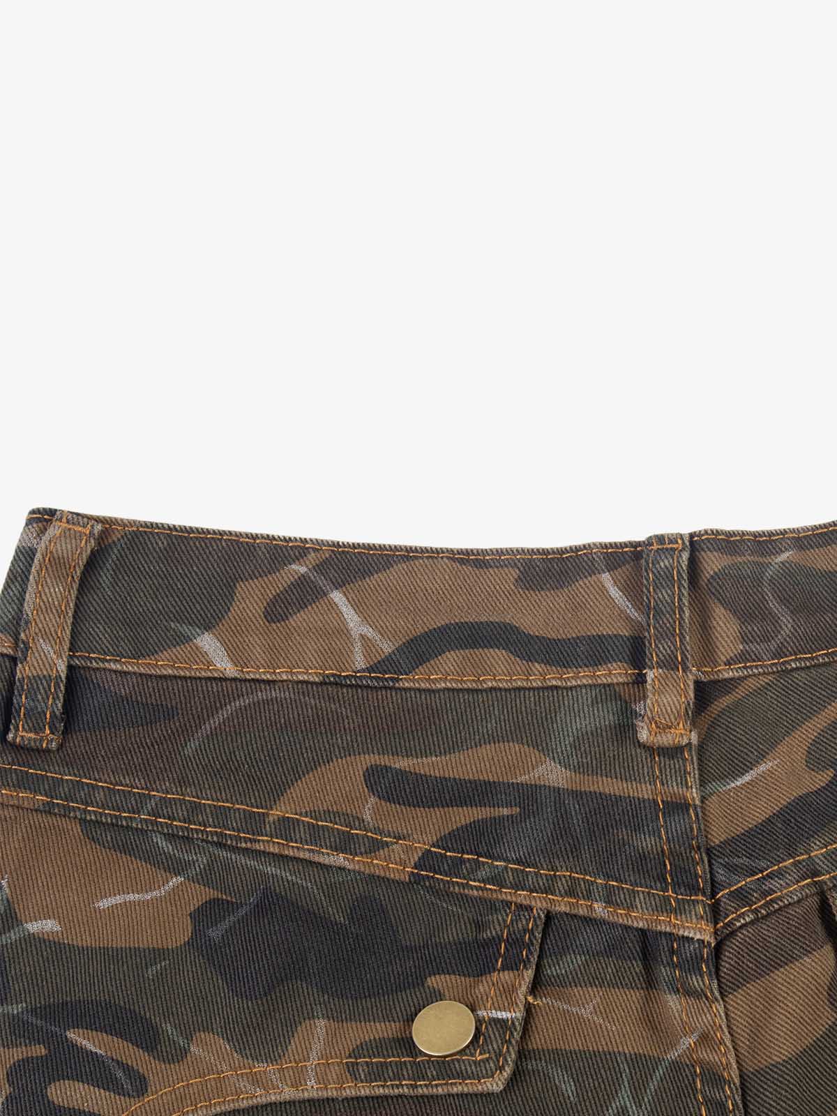 Camo Panel Embroidered Jeans