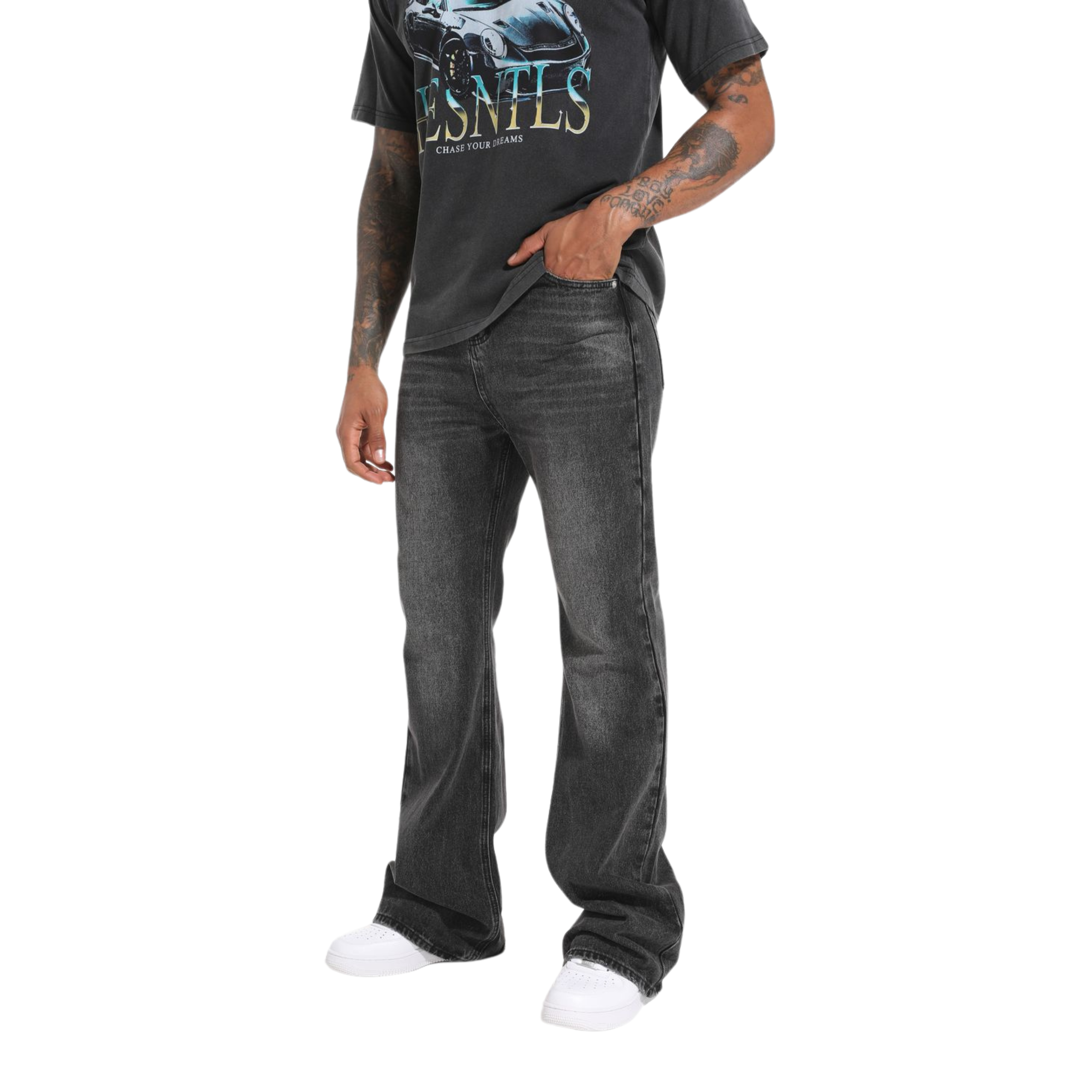 Flare Denim v2 | Washed Black