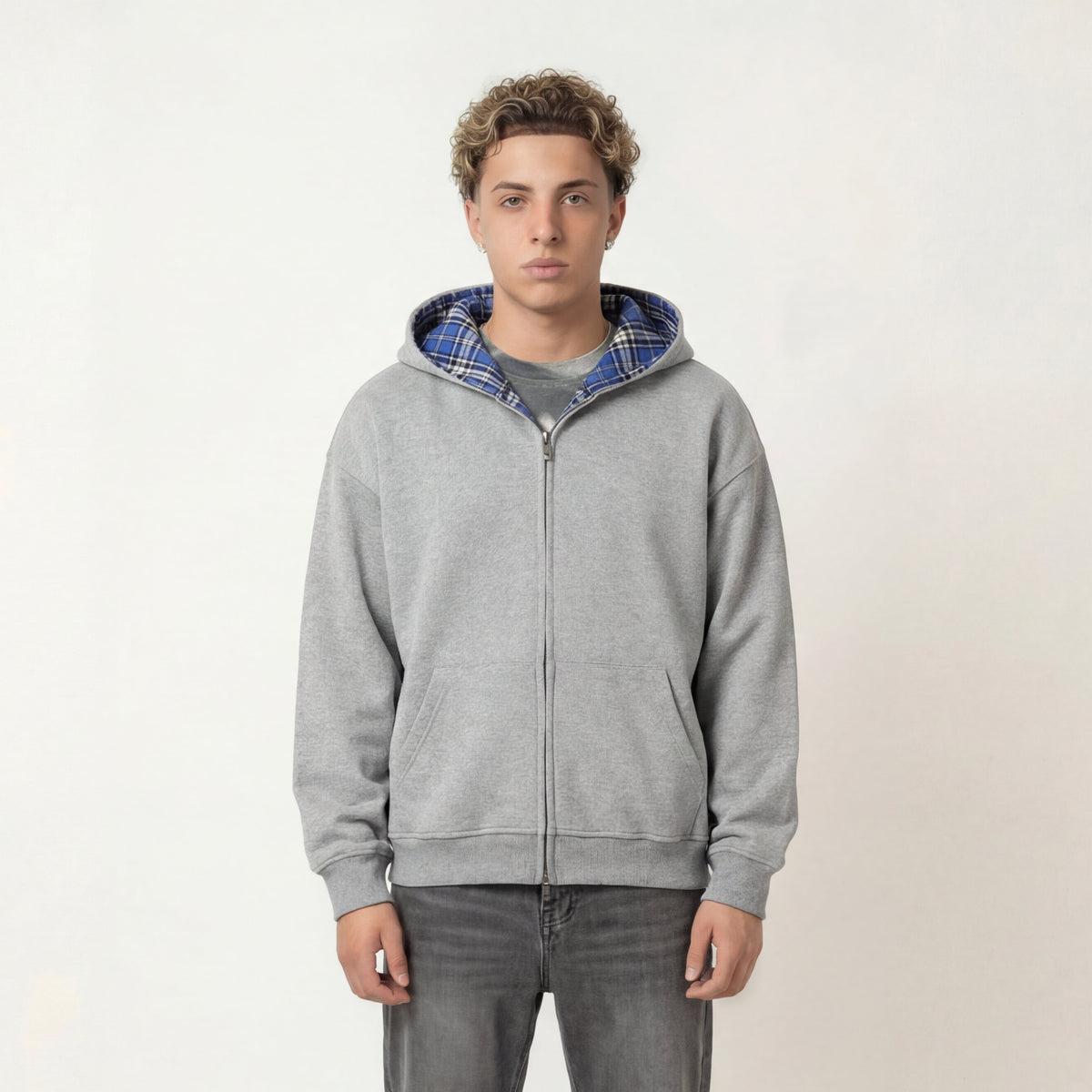 CHEQUERED LINE – ZIP HOODIE