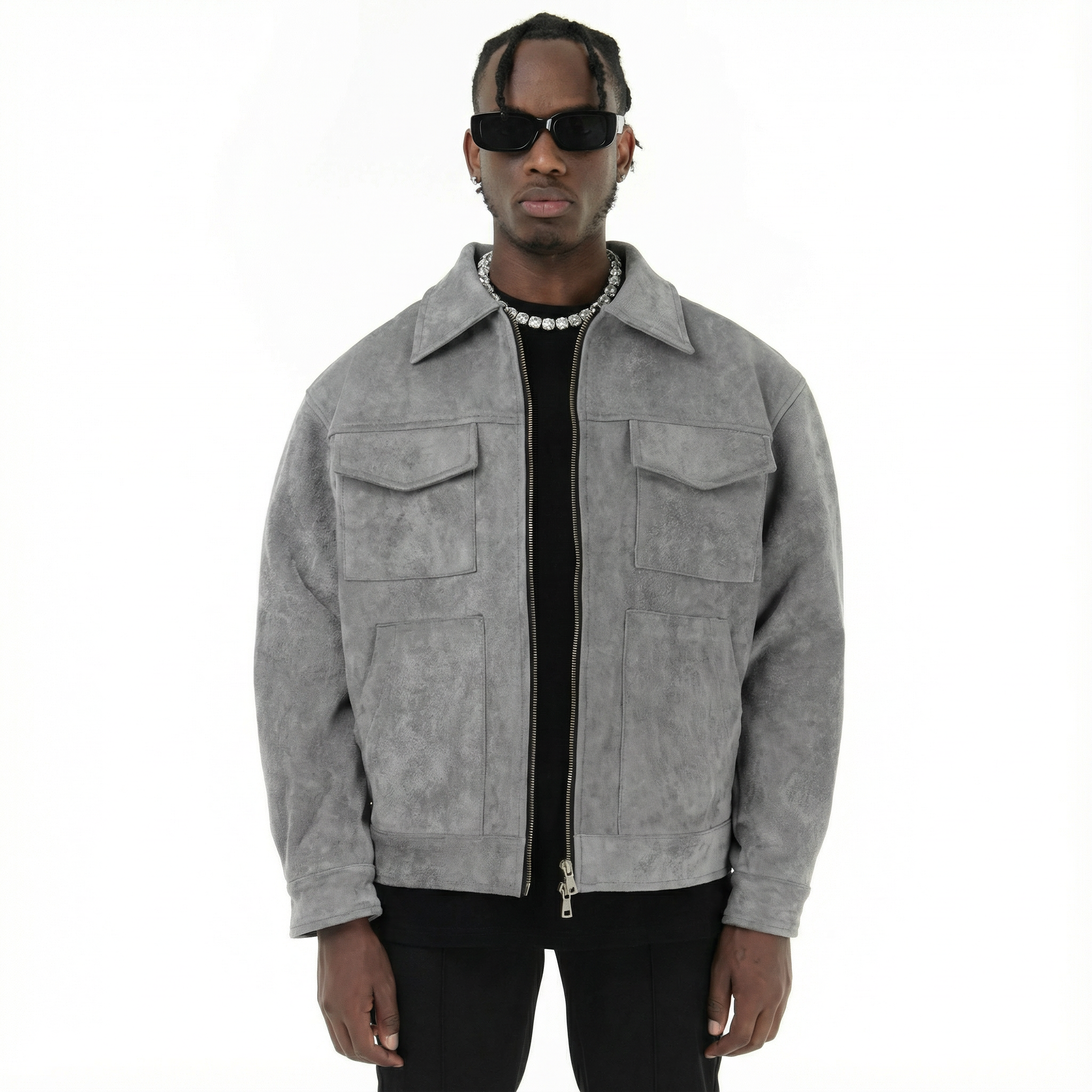 Suede Work Jacket - Grey