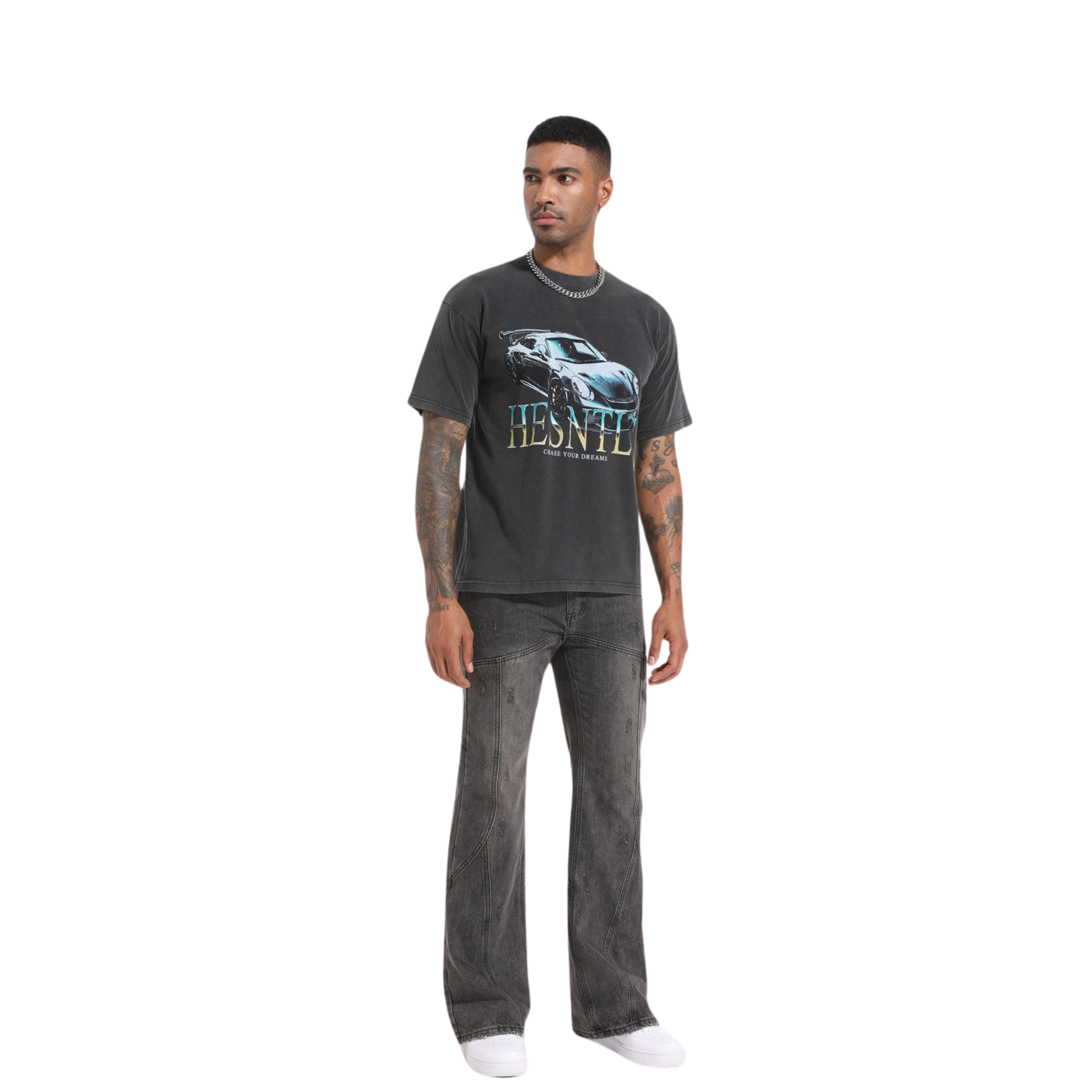 Straight Denim - Washed Black