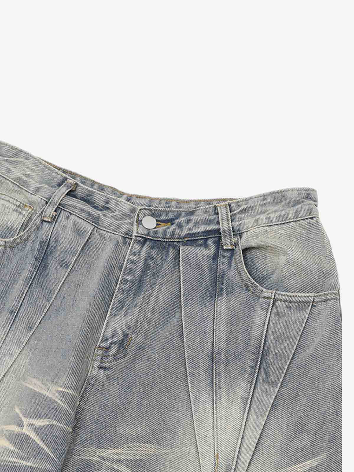 Washed Black Branch Print Deconstructed Denim Set