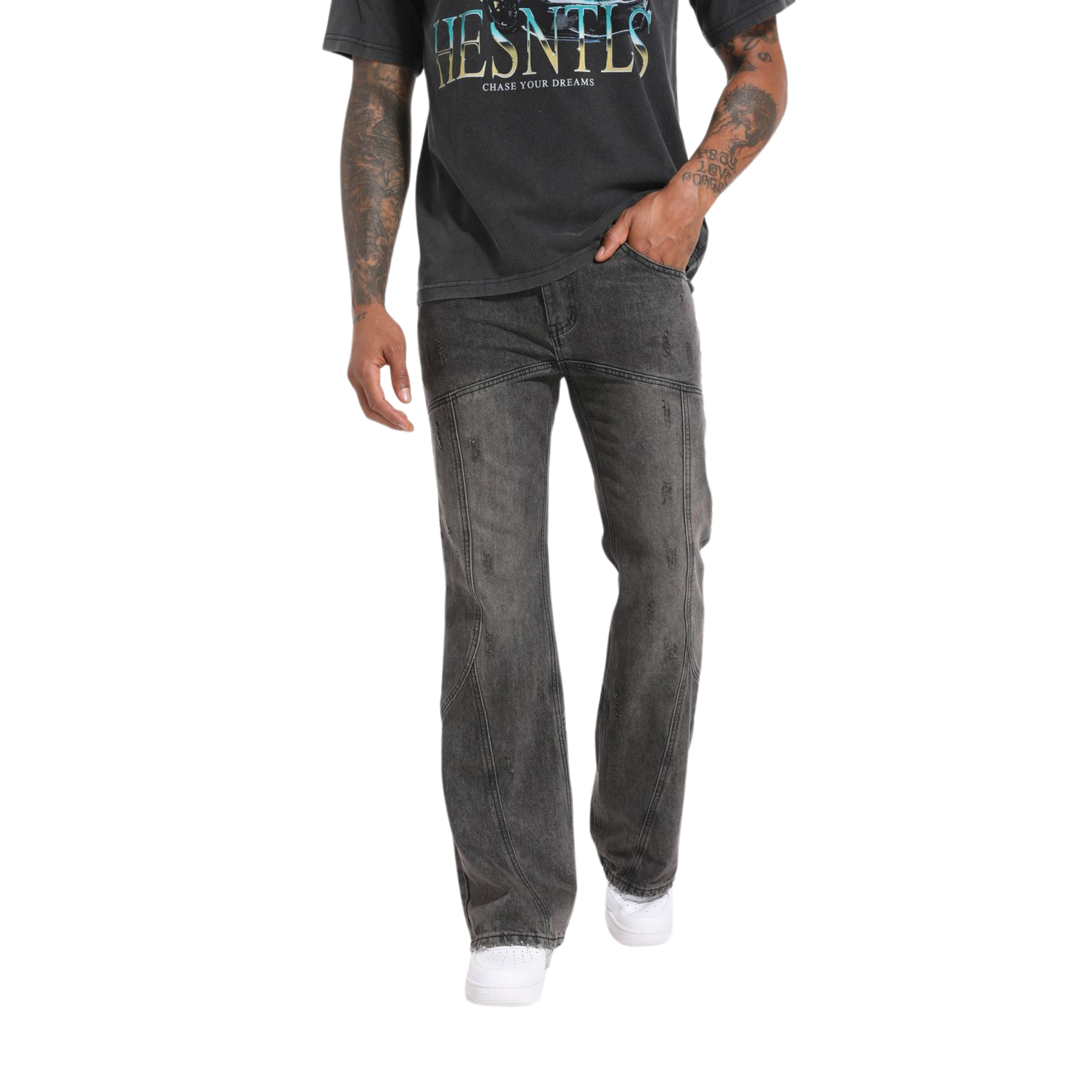 Straight Denim - Washed Black