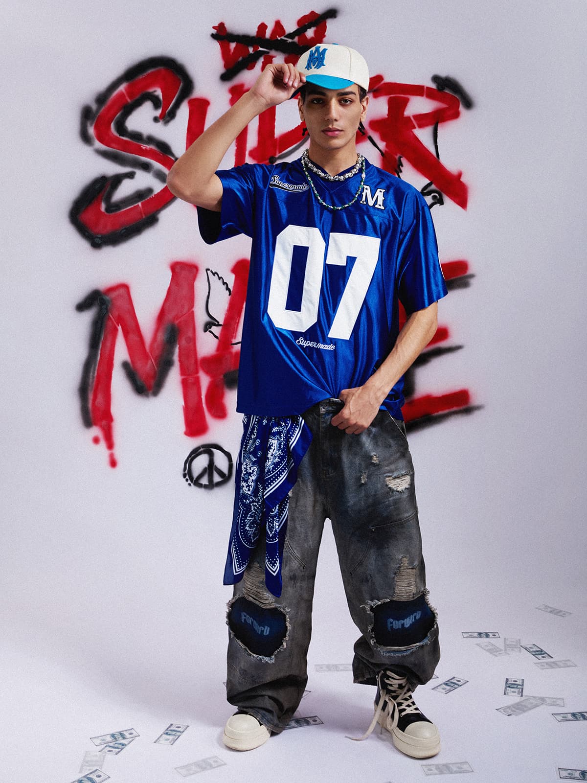 Loose Satin Jersey 07 Stitching Sports T-Shirt