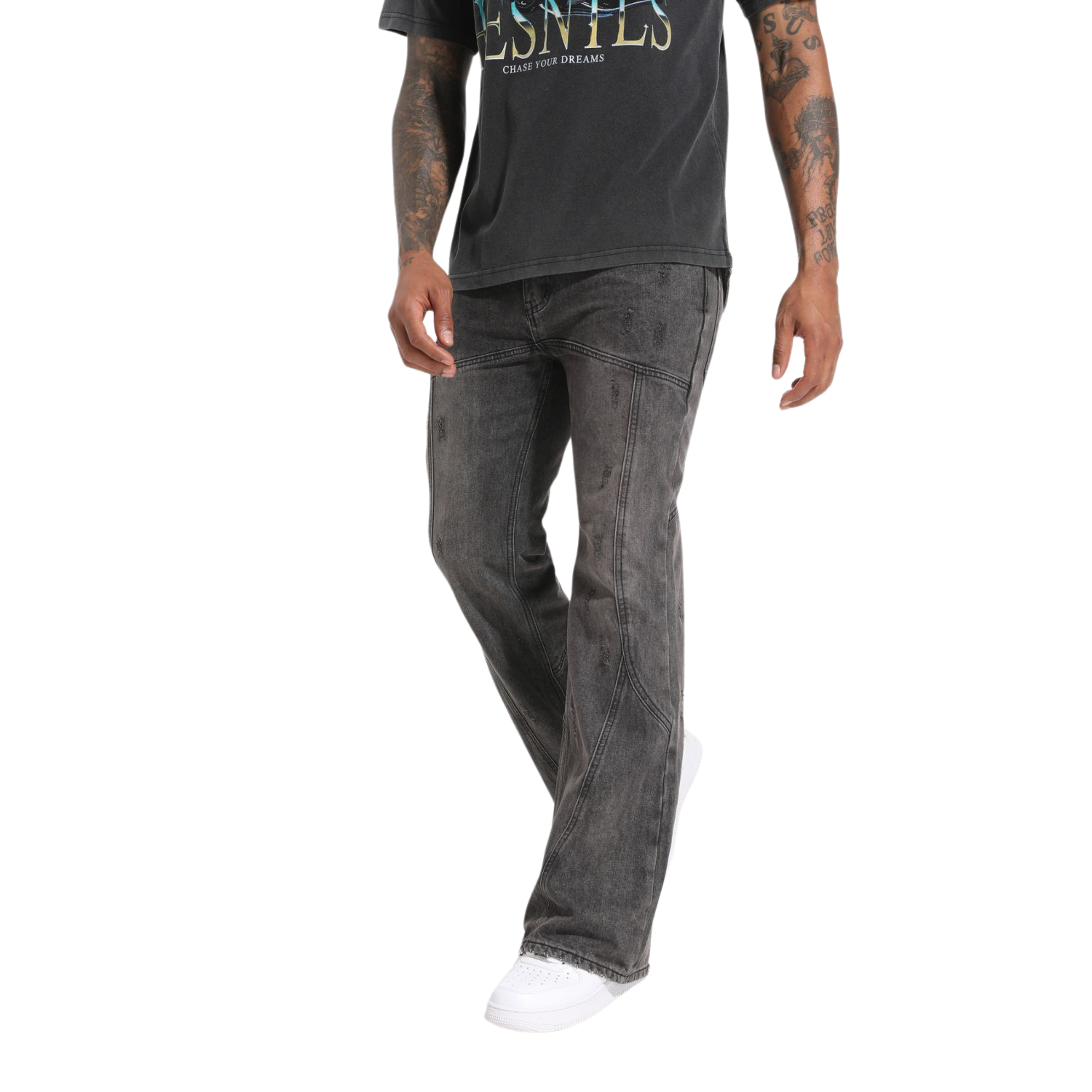 Straight Denim - Washed Black