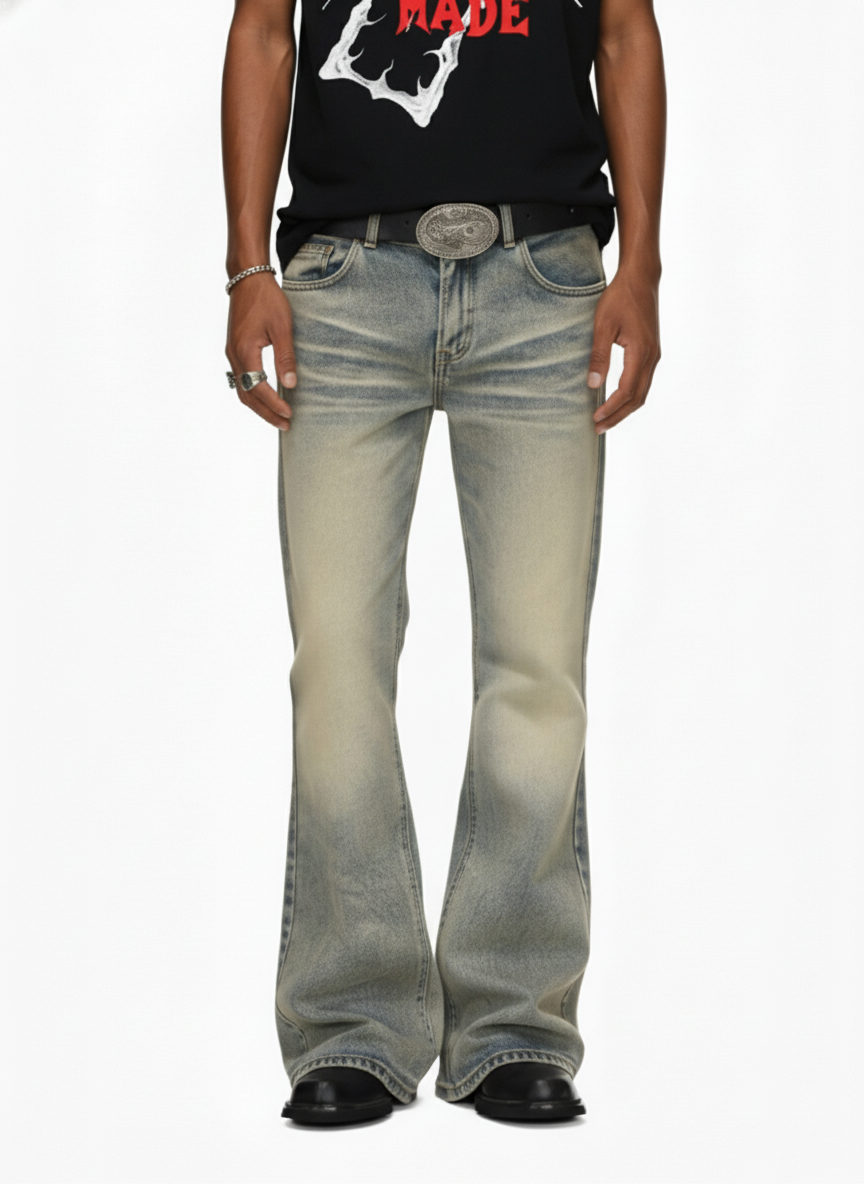 Vintage Washed Flare Jeans - 2625
