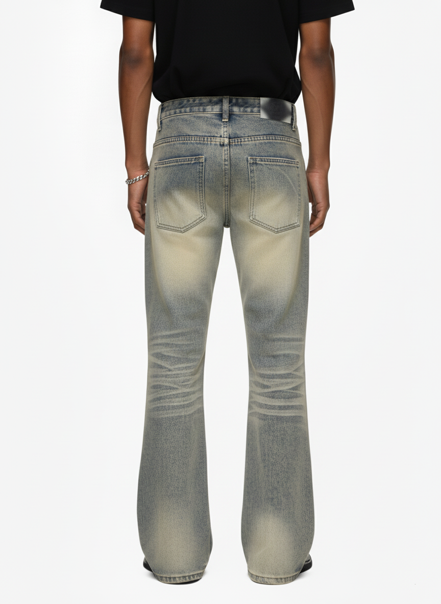 Vintage Washed Flare Jeans - 2625