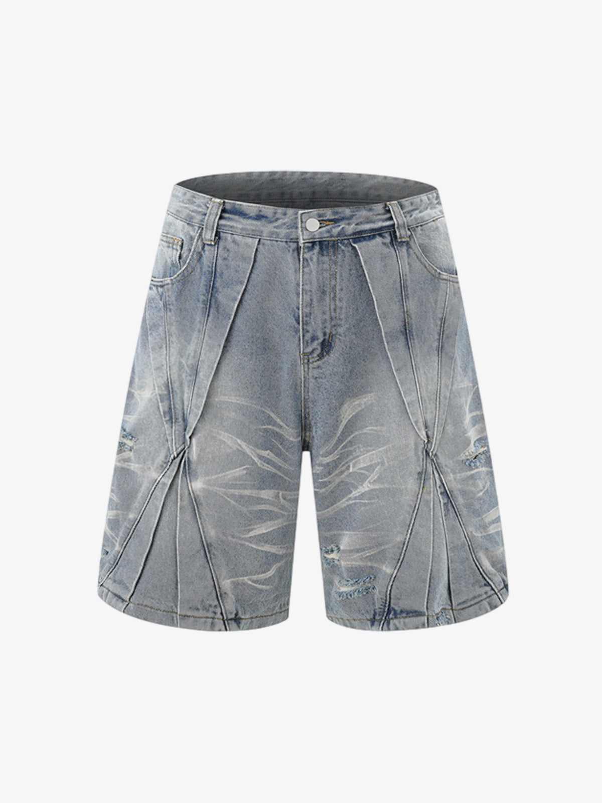 Washed Black Branch Print Deconstructed Denim Set