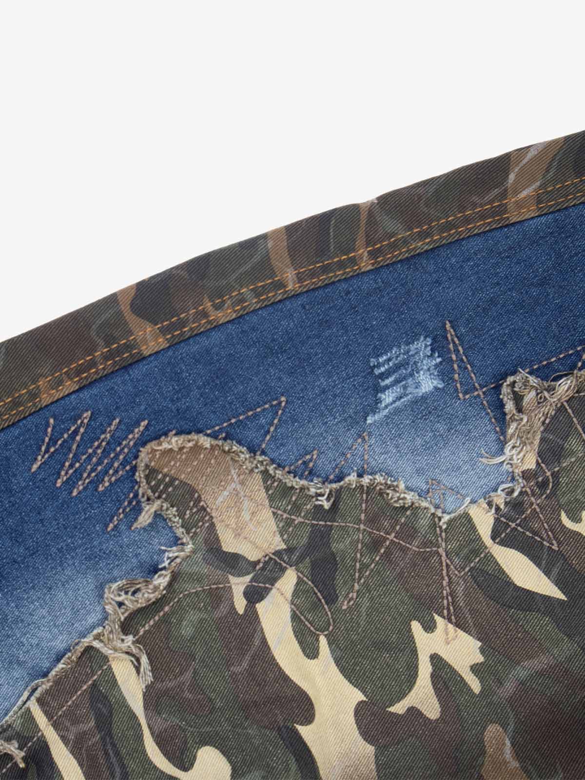 Camo Panel Embroidered Jeans