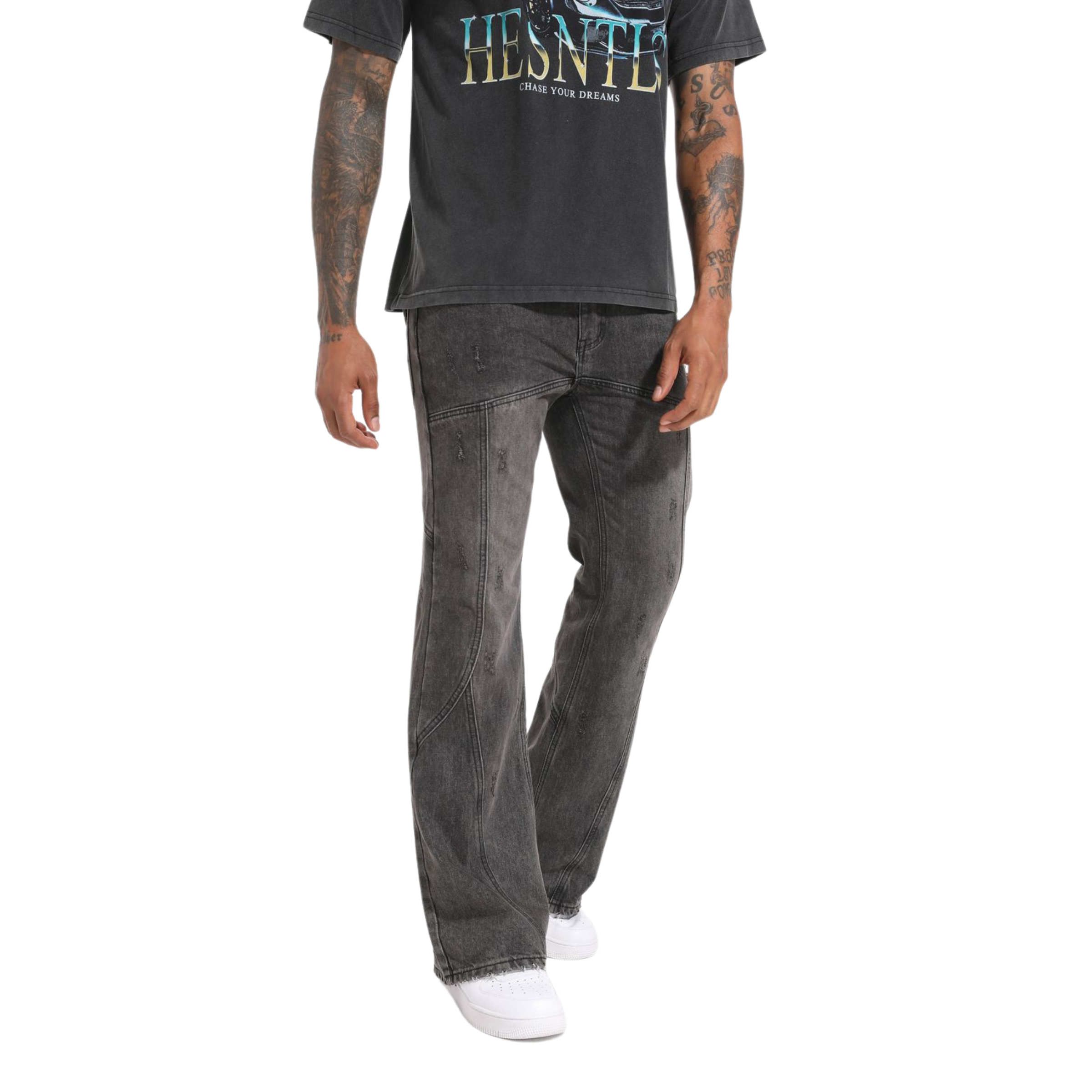 Straight Denim - Washed Black
