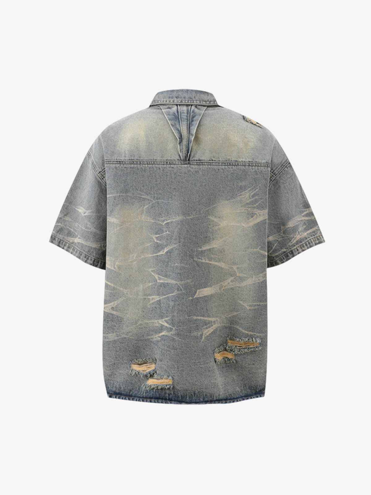 Washed Black Branch Print Deconstructed Denim Set