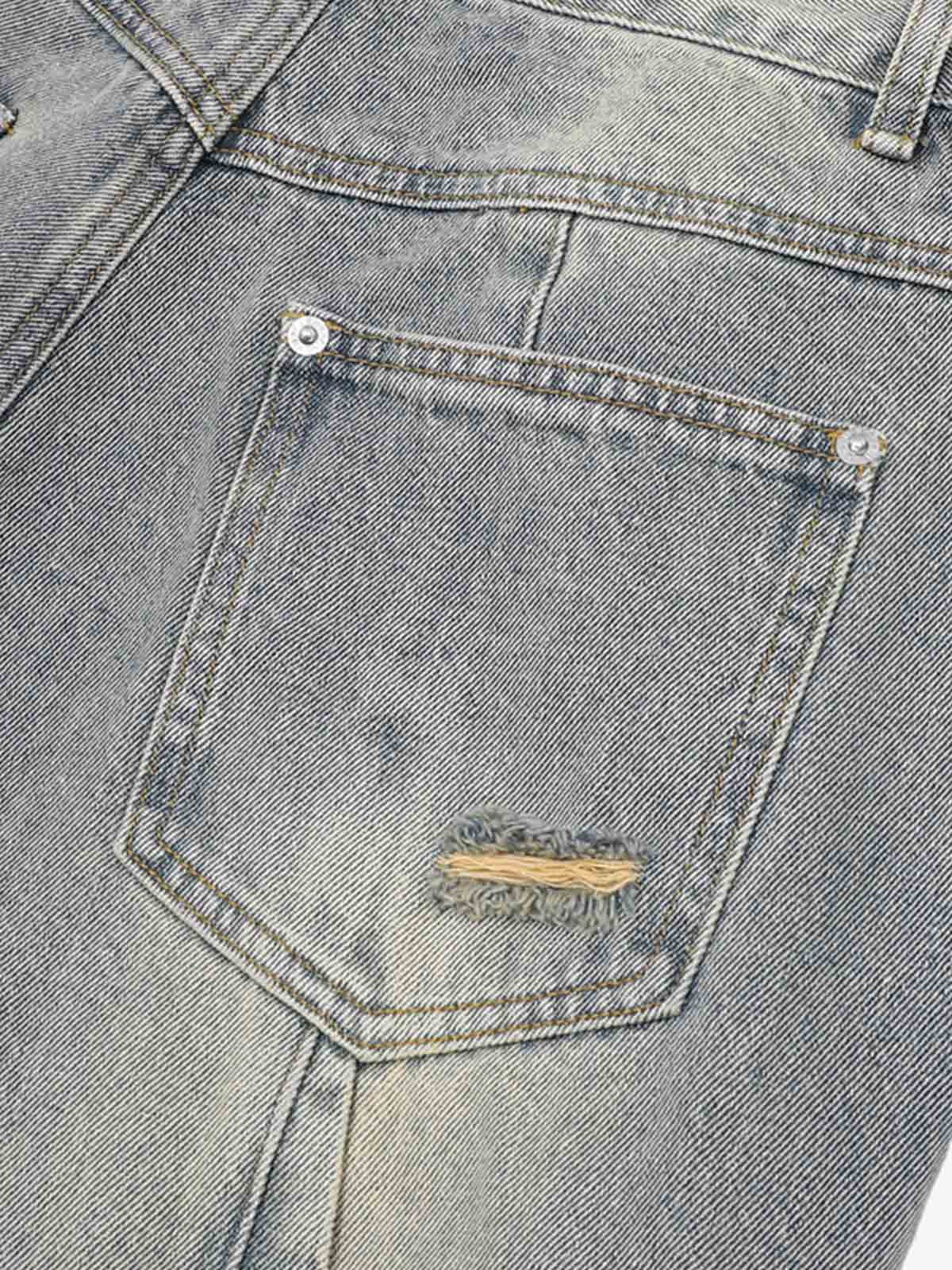 Washed Black Branch Print Deconstructed Denim Set
