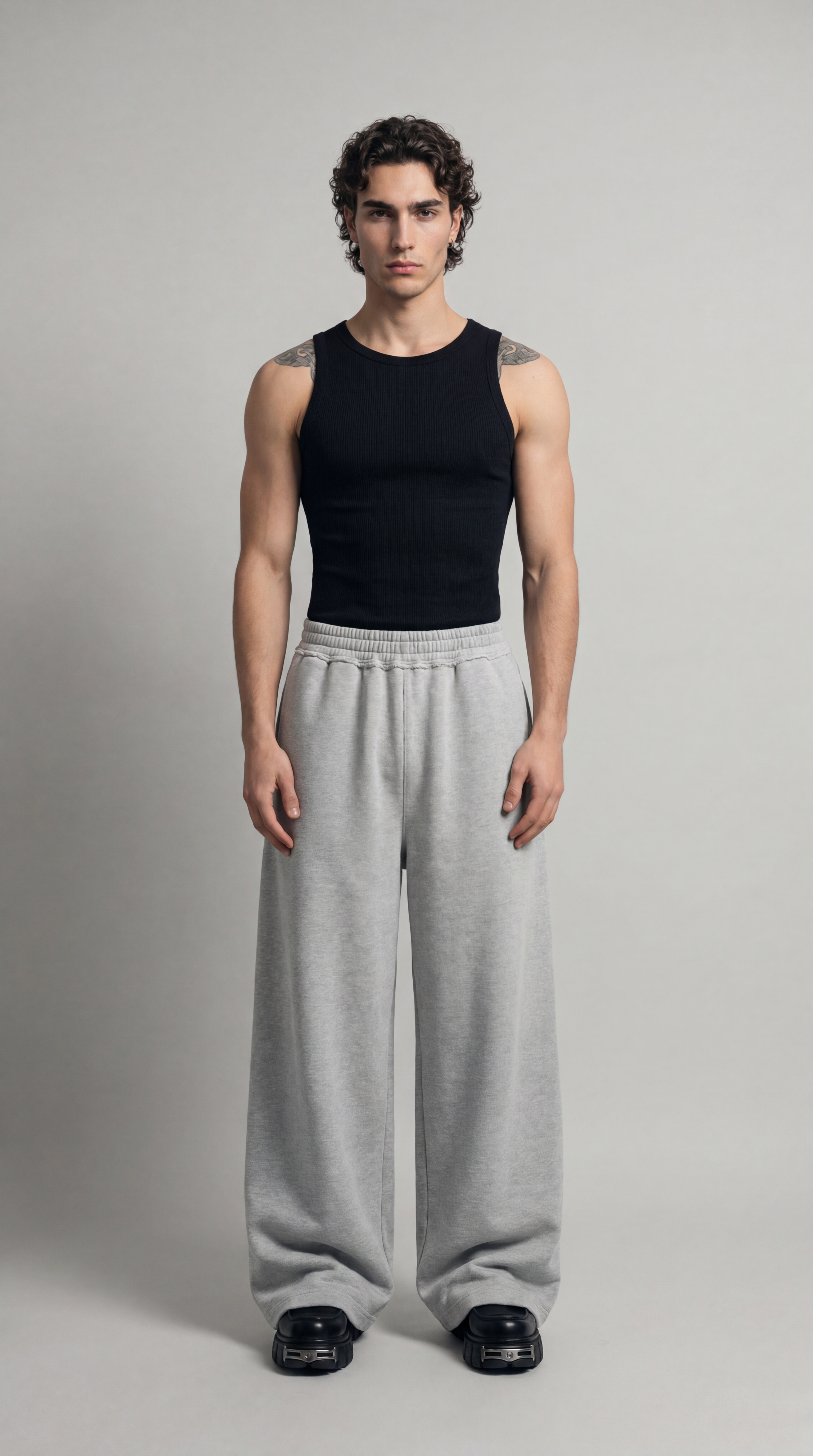 Graue Wide Leg Jogger