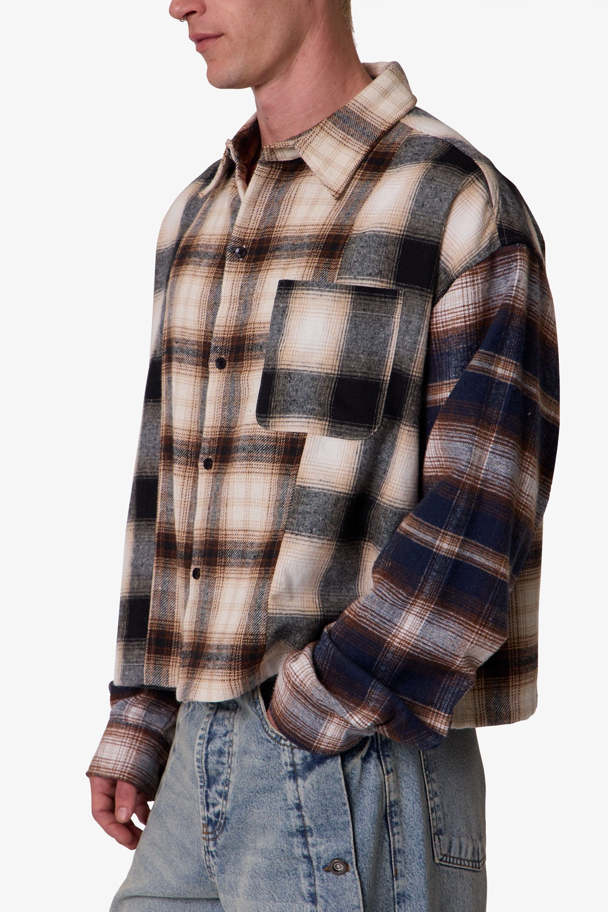 Paneled Flannel Shirt - Multi