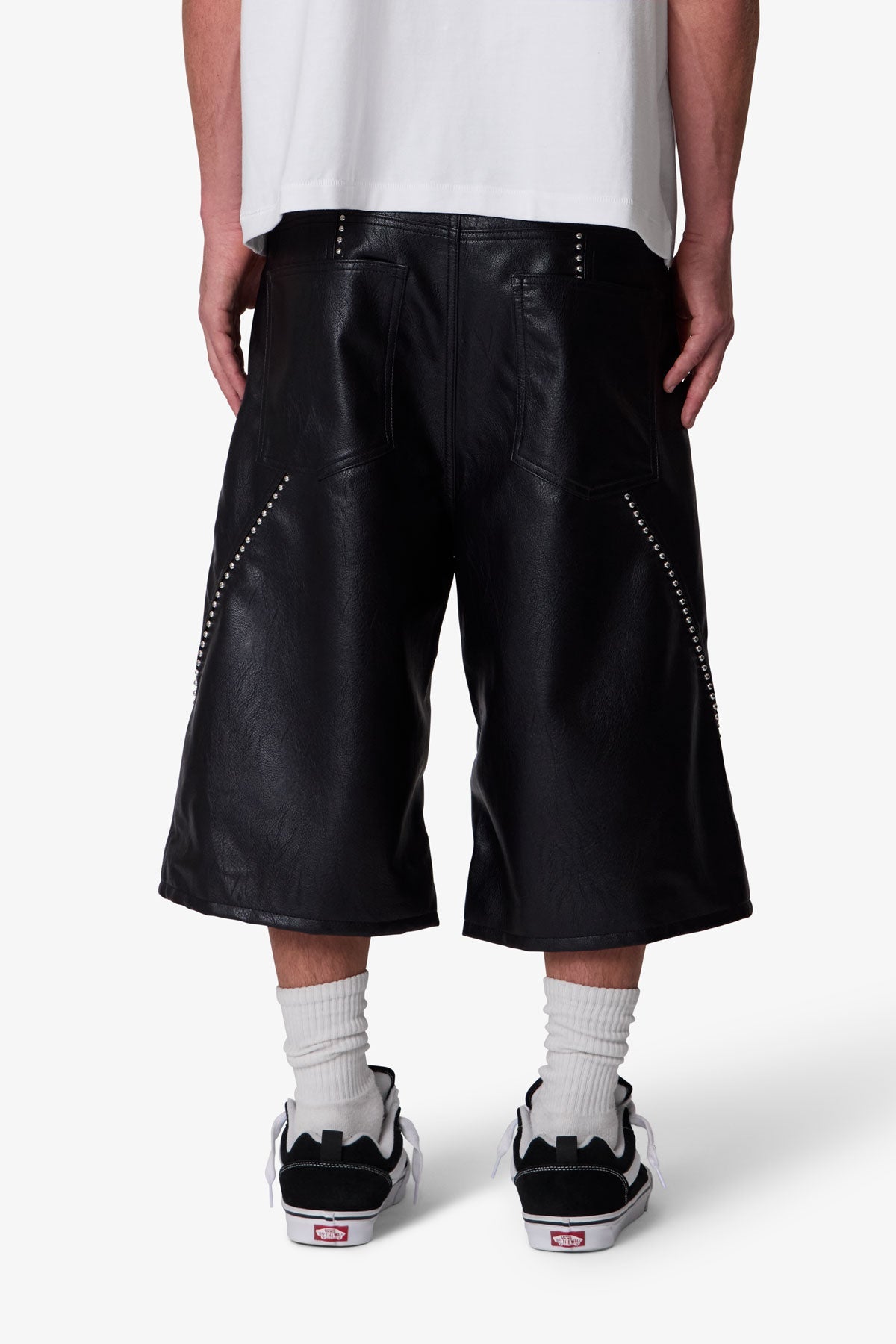 Ultra Baggy Studded Leather Shorts - Black
