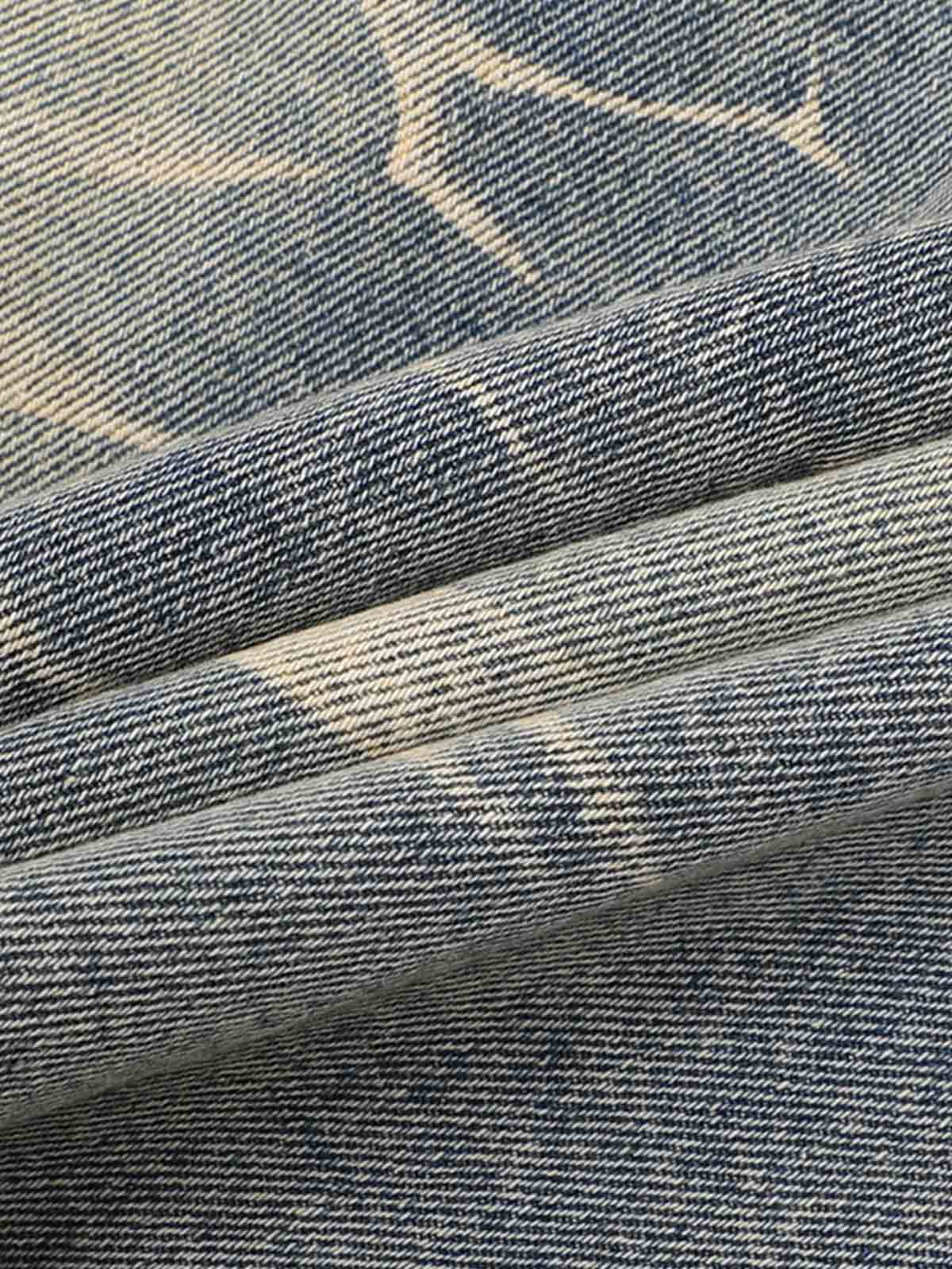 Washed Black Branch Print Deconstructed Denim Set