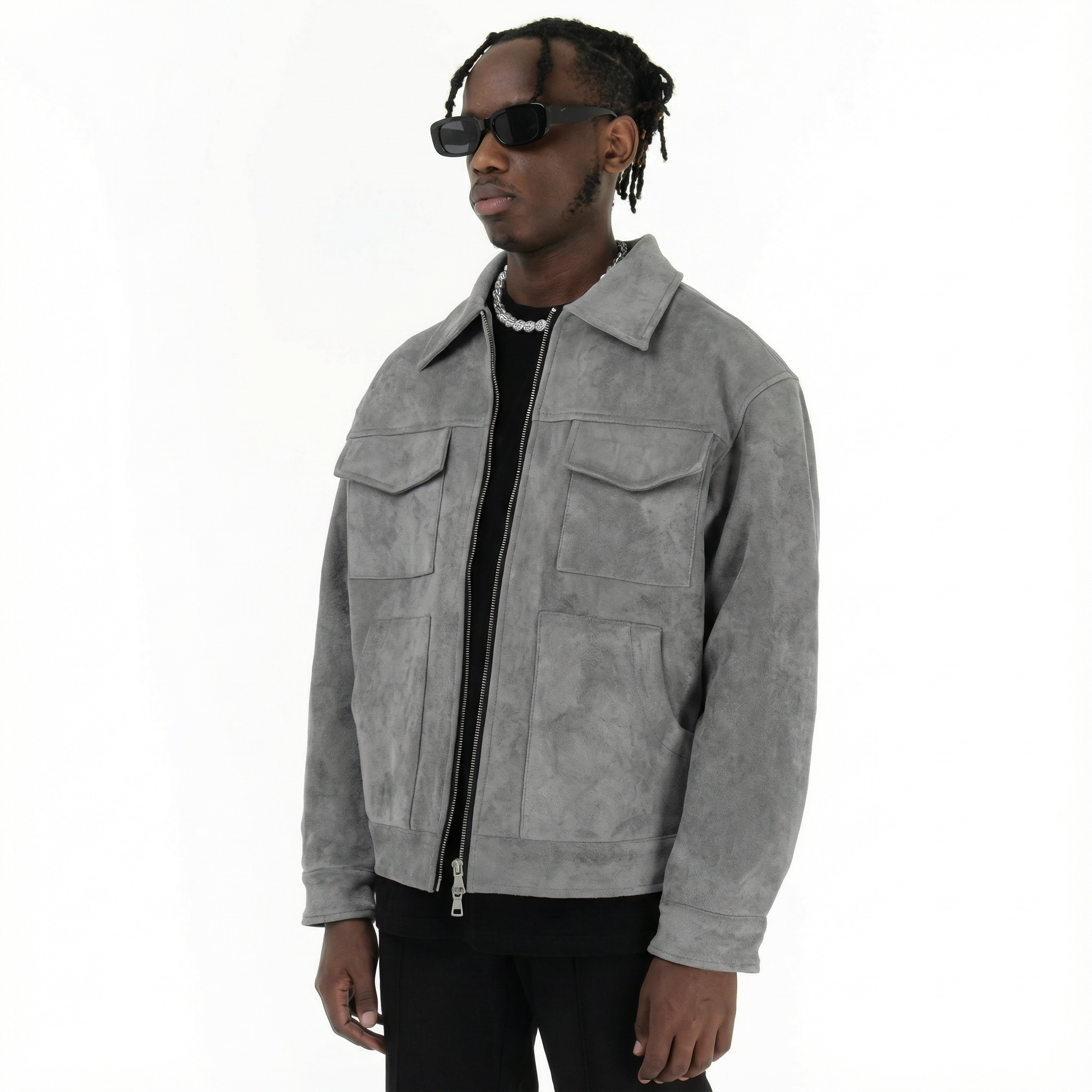 Suede Work Jacket - Grey
